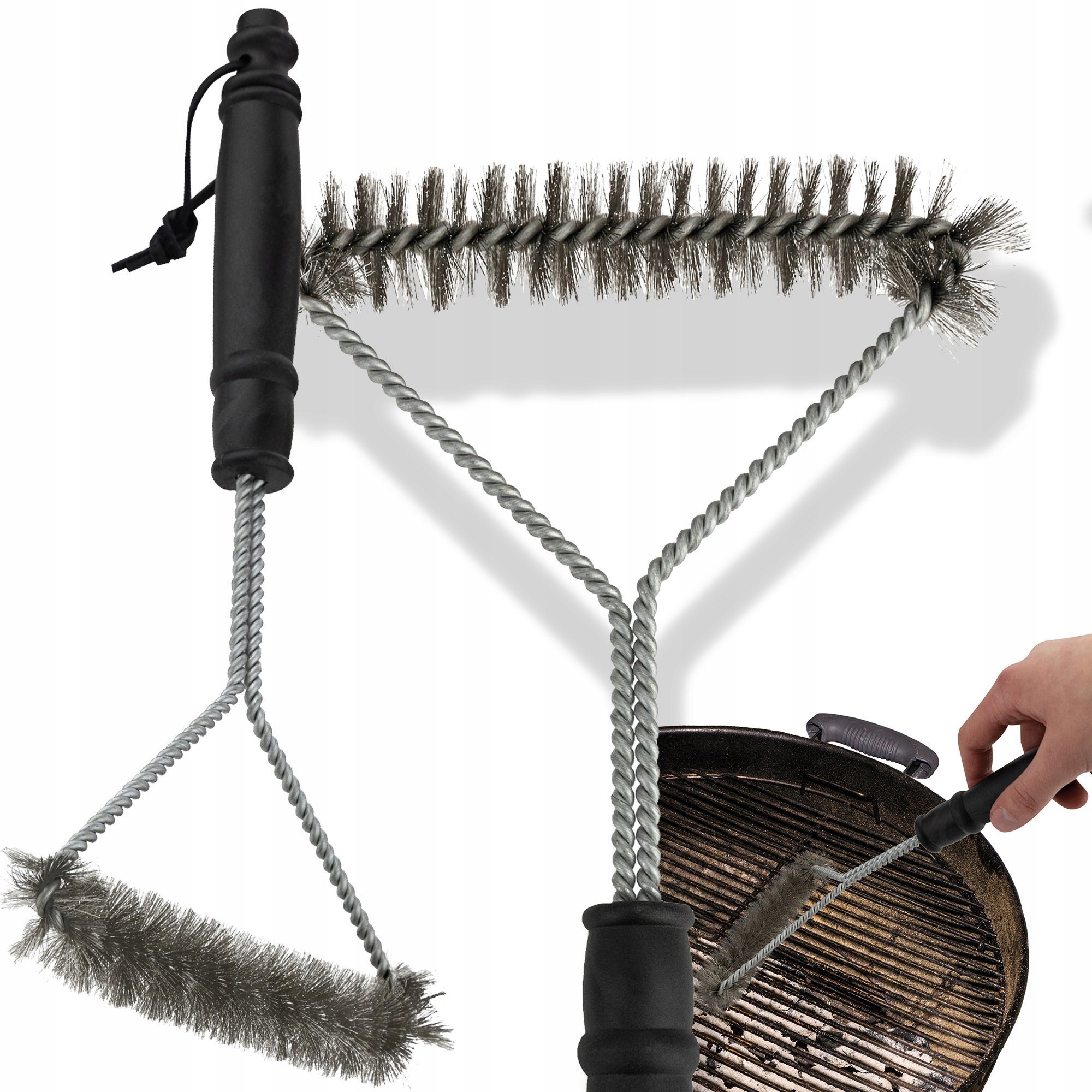 SZCZOTKA CZYŚCIK DO GRILLA CZYSZCZENIA RUSZTU BBQ DRUCIANY 30CM STALOWY