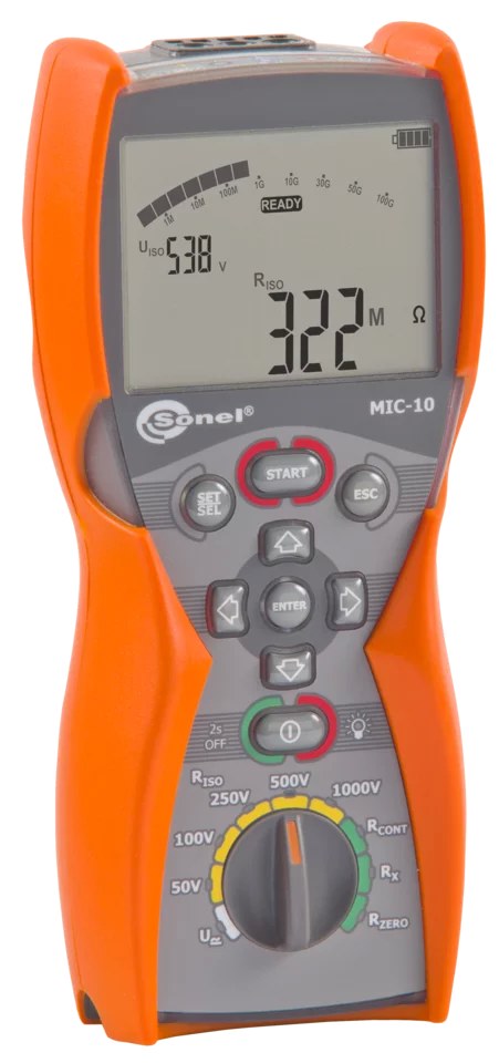 Miernik rezystancji izolacji IP67 MIC-10 z Certyfikatem Kalibracji