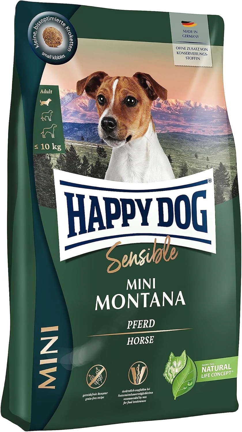 Karma Bezzbożowa Konina Małe Rasy Adult Sensible Mini Montana Happy Dog 4KG