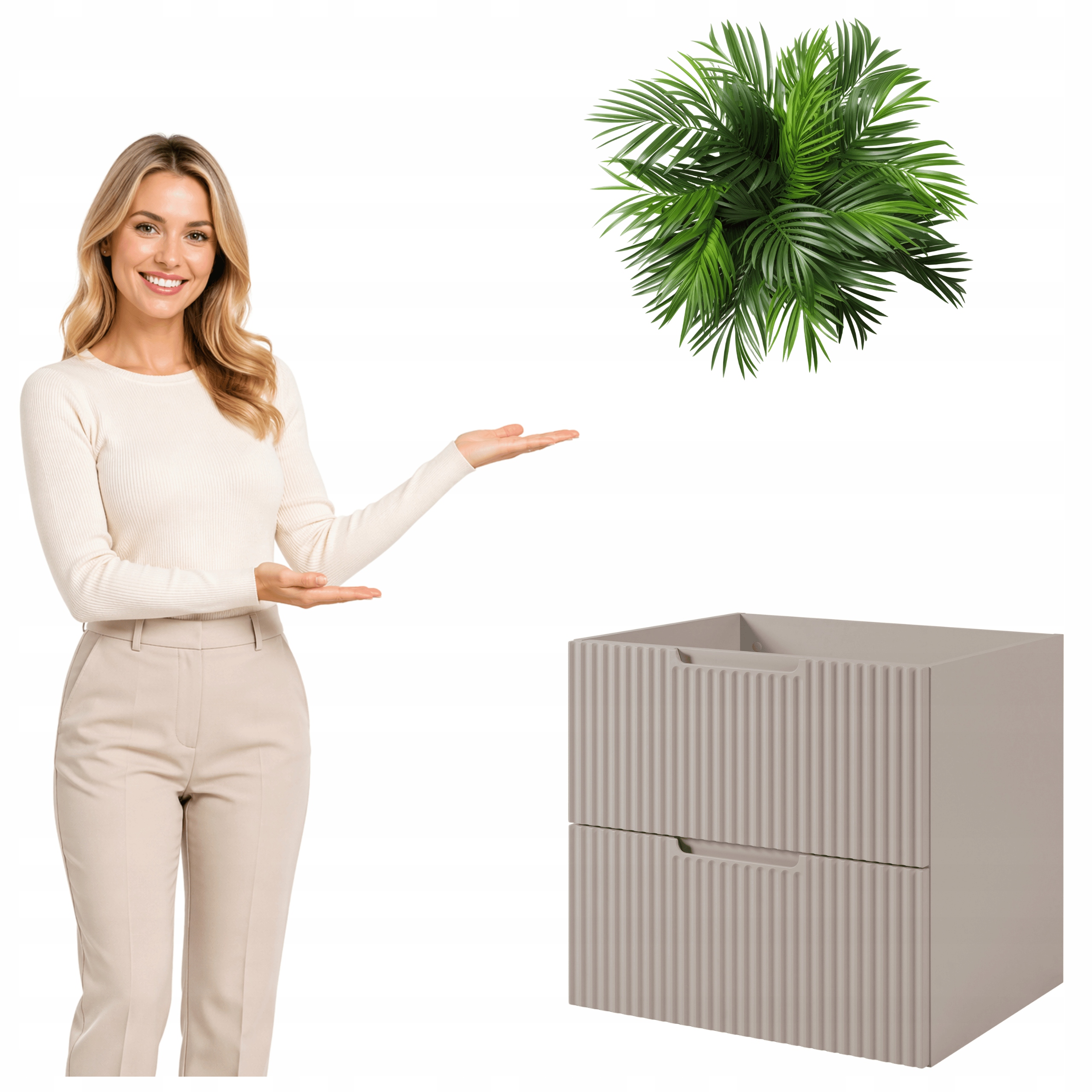 Szafka Łazienkowa 60 CM Kaszmir Pod Umywalkę Ryflowane Fronty Mdf Venus