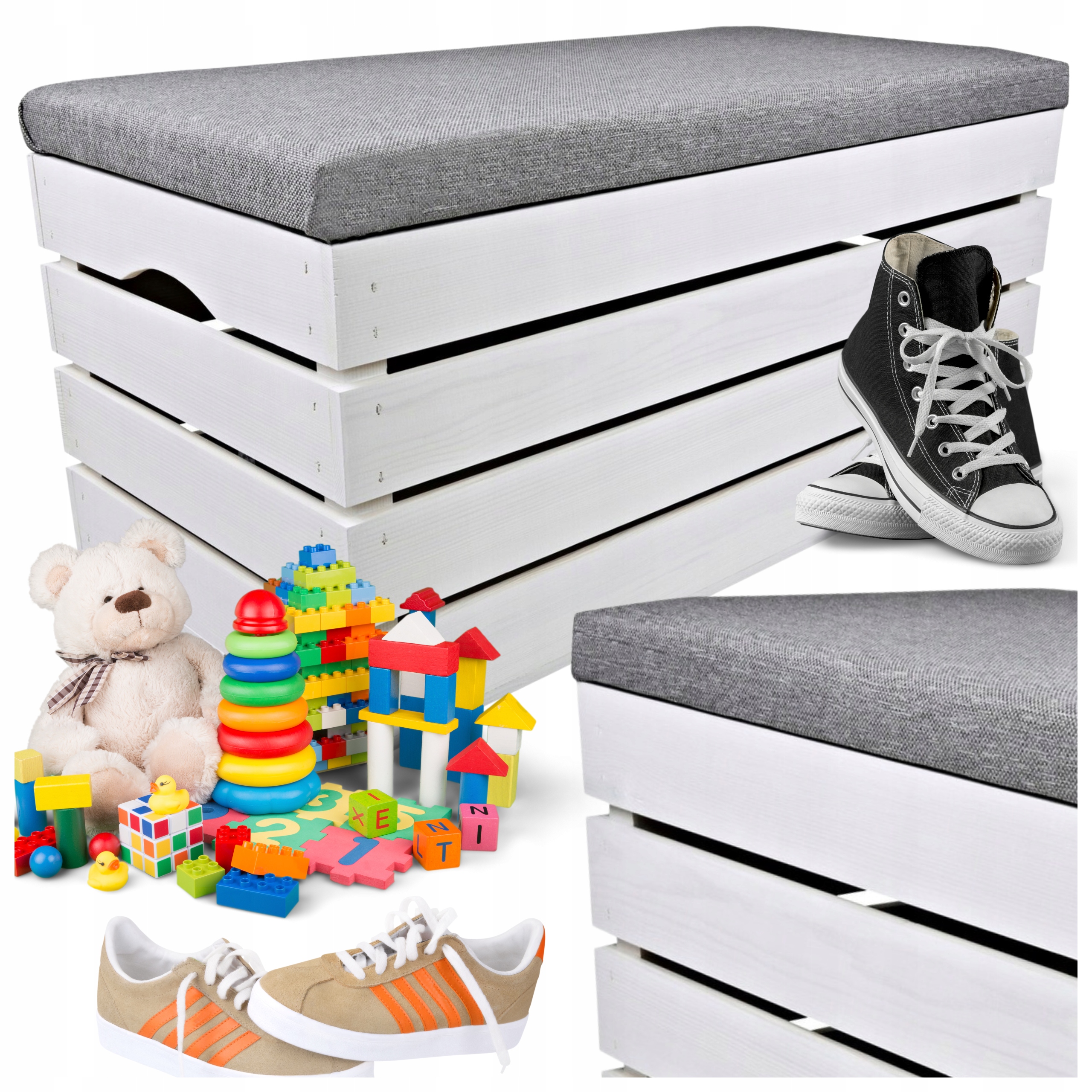 Velká 80 CM Velká Skříň, Sedátko, Kufr Na Boty, Hračky