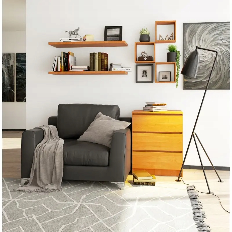 Komoda do salonu niska 60 cm 3 szuflady nowoczesna szafka sypialnia Olcha Głębokość mebla 40 cm