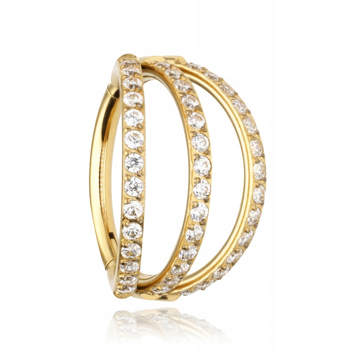 Titanové trojité kolečko clicker s bílými zirkony zlaté 1,2/10