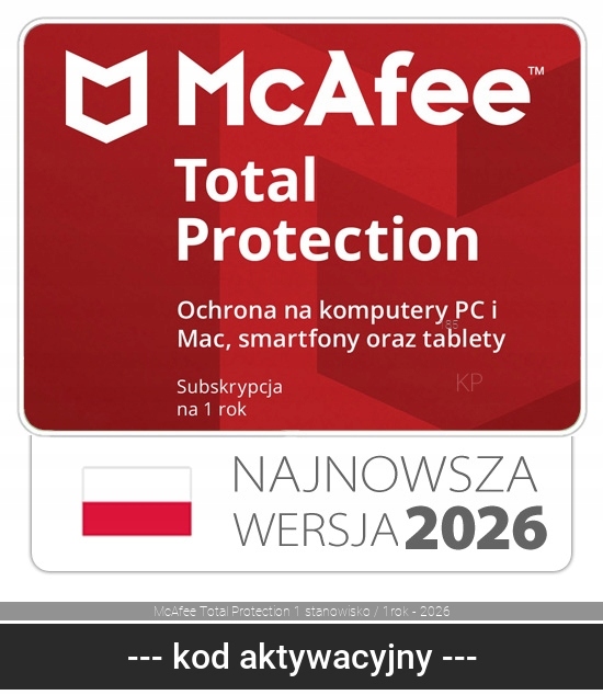 McAfee Antywirus McAfee Total Protection 2026 1 st. / 12 miesięcy ESD