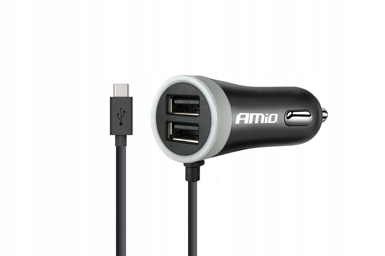 Amio ŁADOWARKA SAMOCHODOWA USB typu C + 2xUSB 2.4A