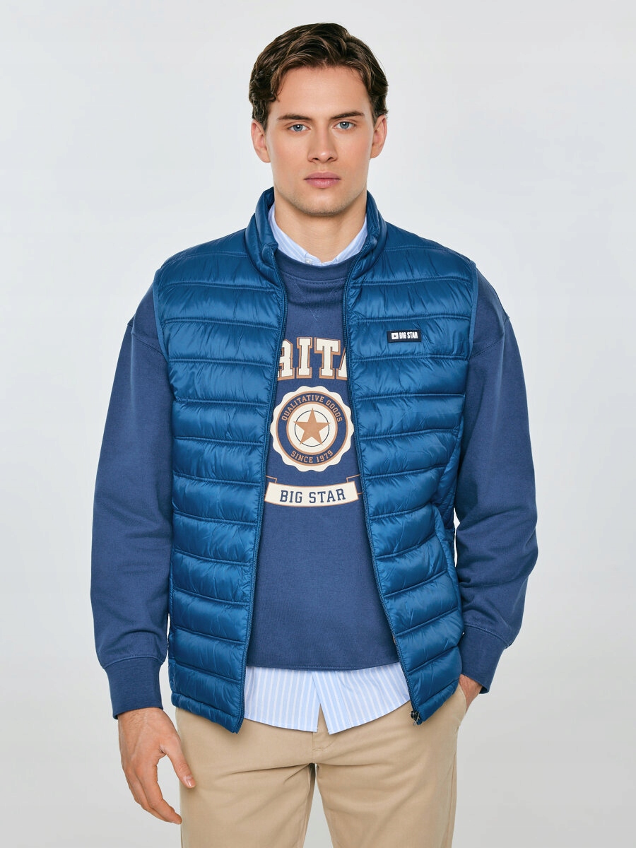 Big Star Pánská prošívaná vesta modrá Jaxoon 402 M