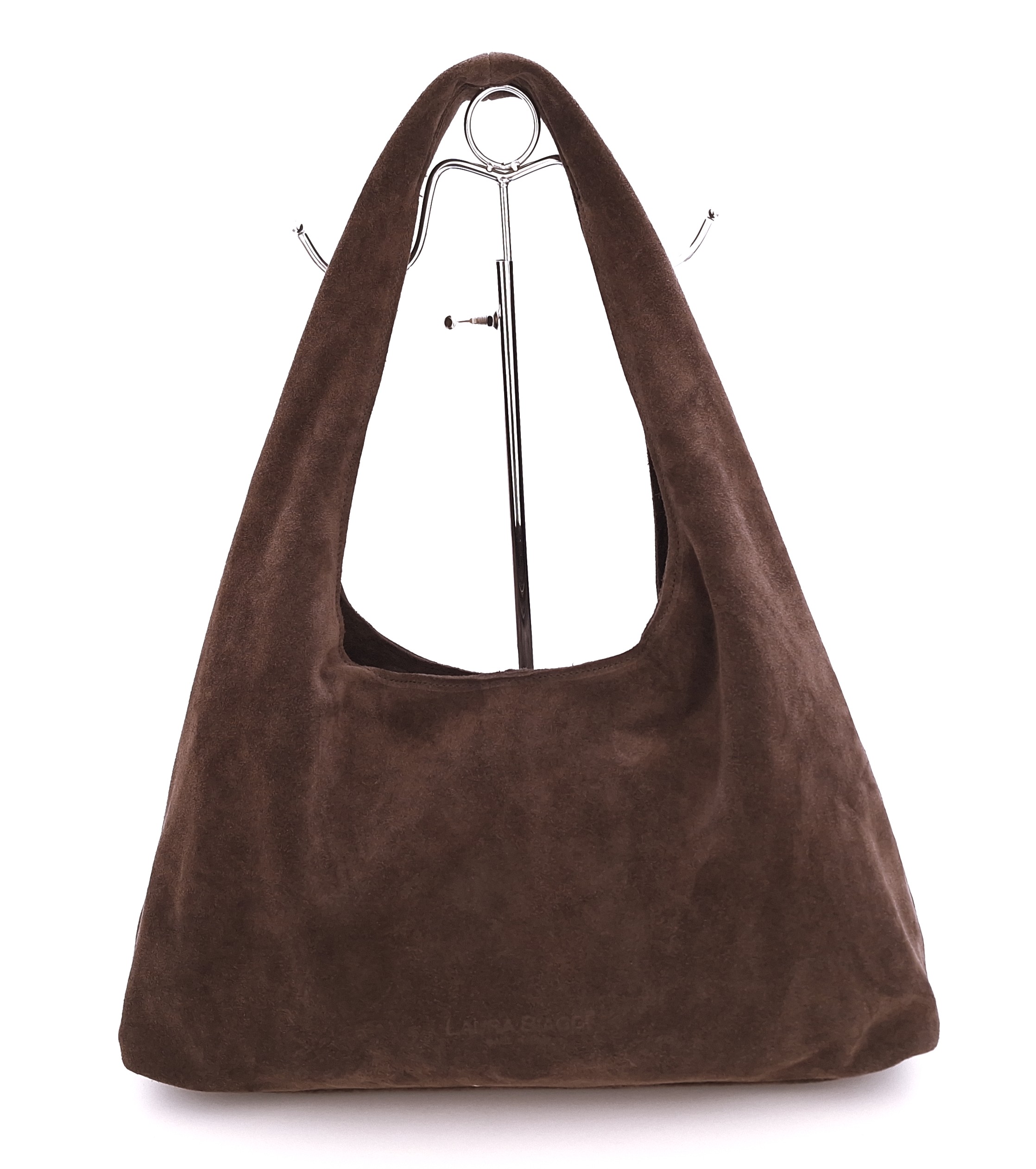 Tmavě hnědá semišová dámská kabelka přes rameno Laura Biaggi TS11-302