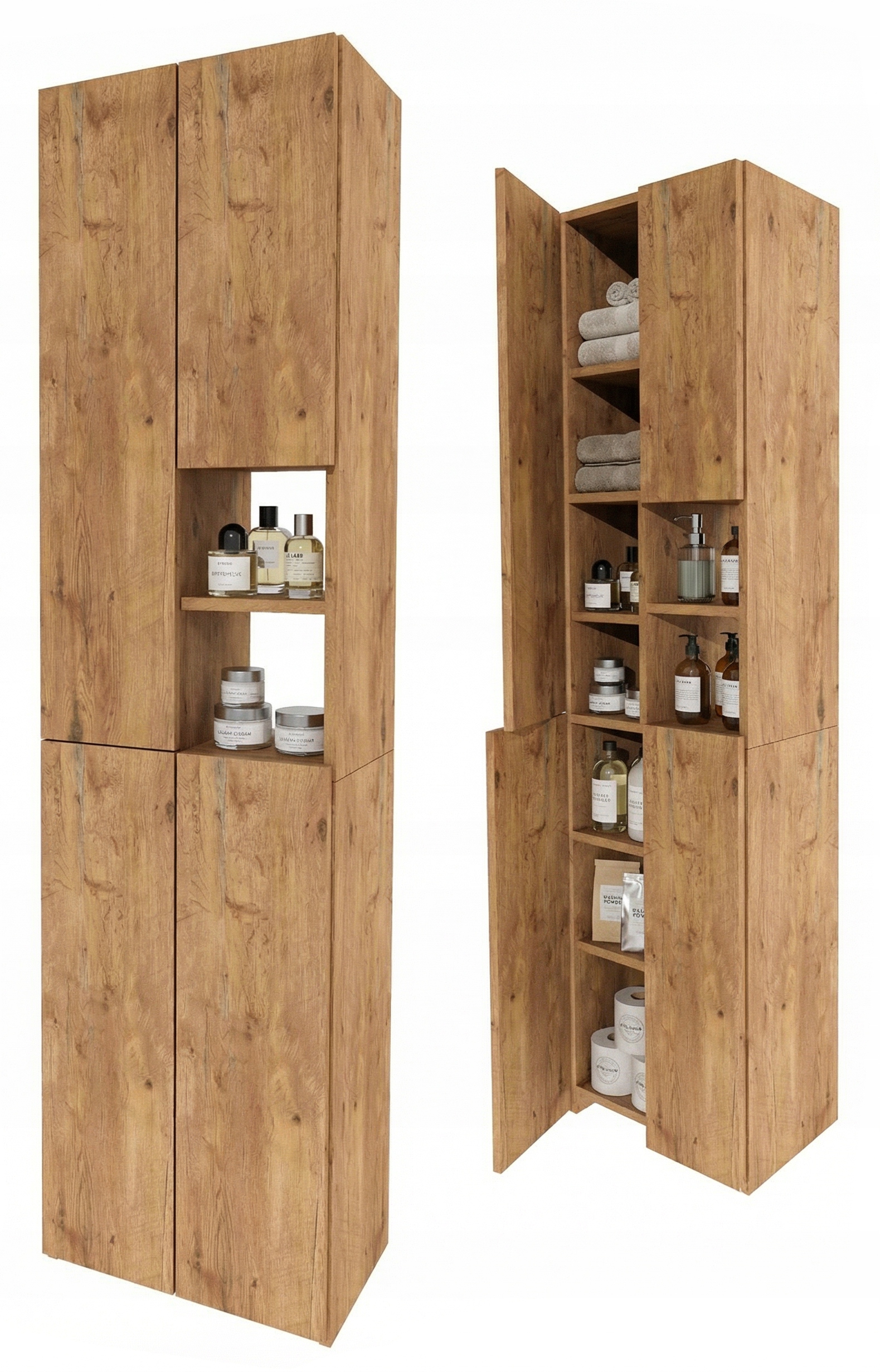 Skříňka koupelnová stojící sloupek koupelnová úzká policová police Dub Lancelot