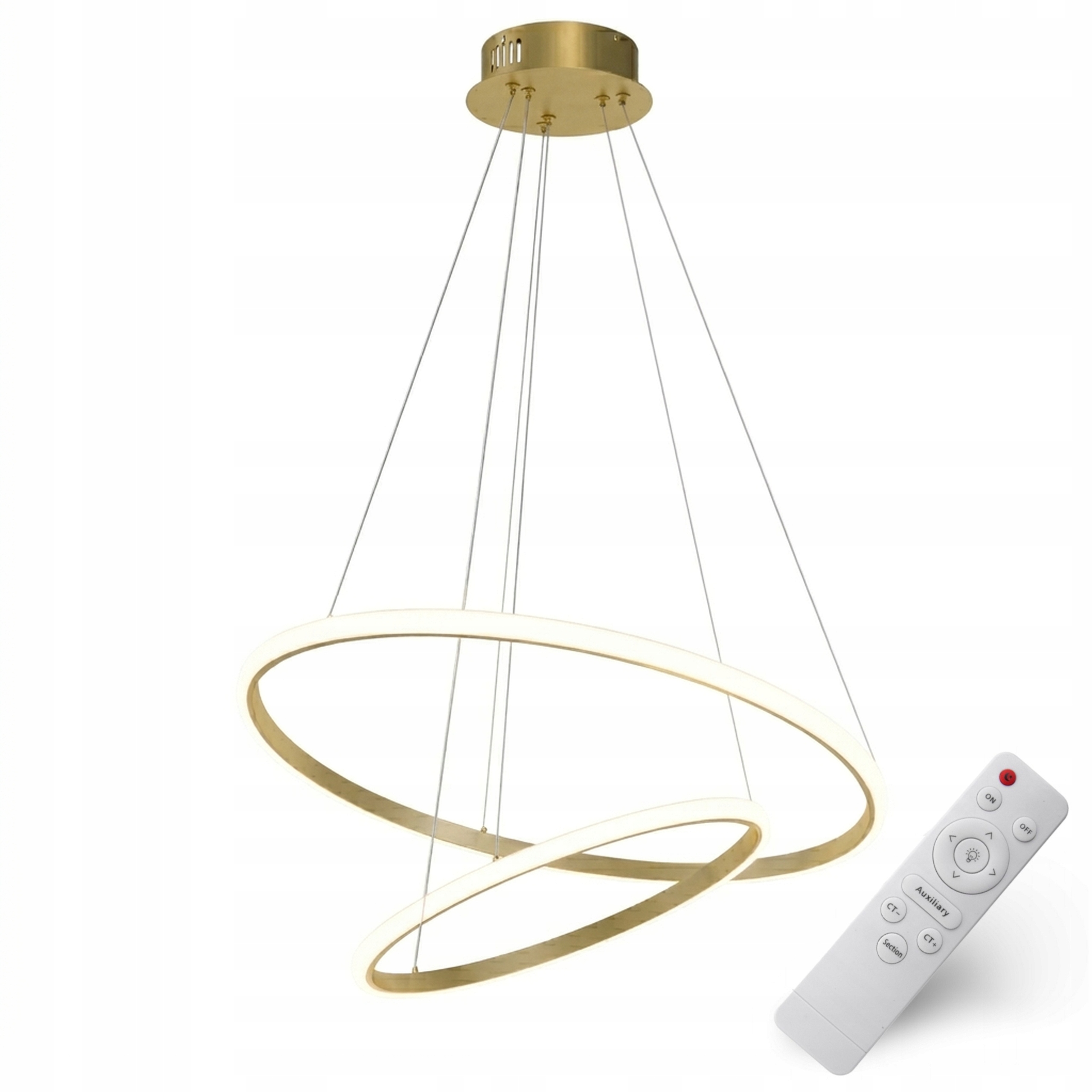 Stropní Svítidlo Zlatá Závěsná Led Lustr 40 CM Do Obývacího Pokoje S Dálkovým Ovládáním