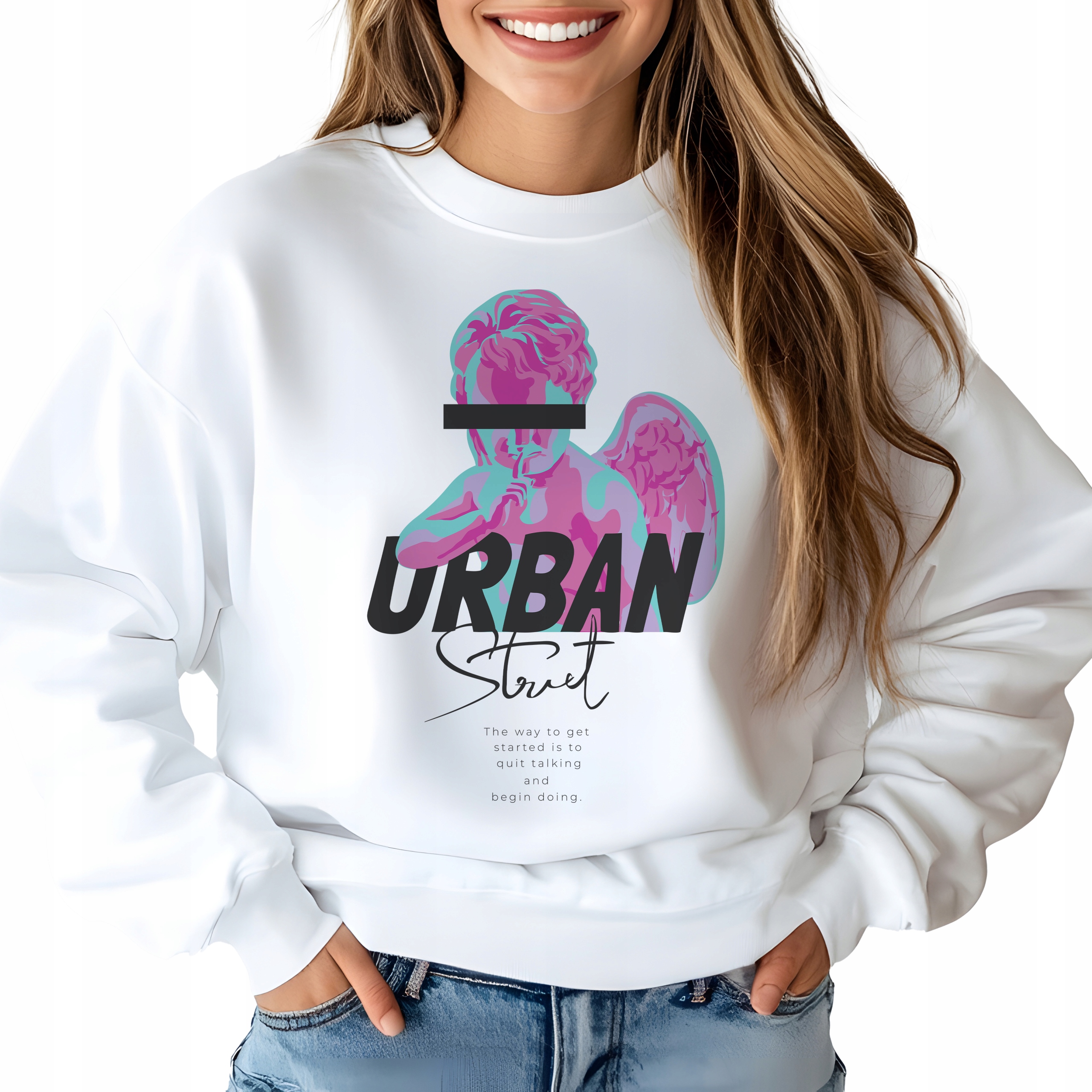 Mikina Bílá Urban Street Moderní, pohodlná pro mládež, velikost M