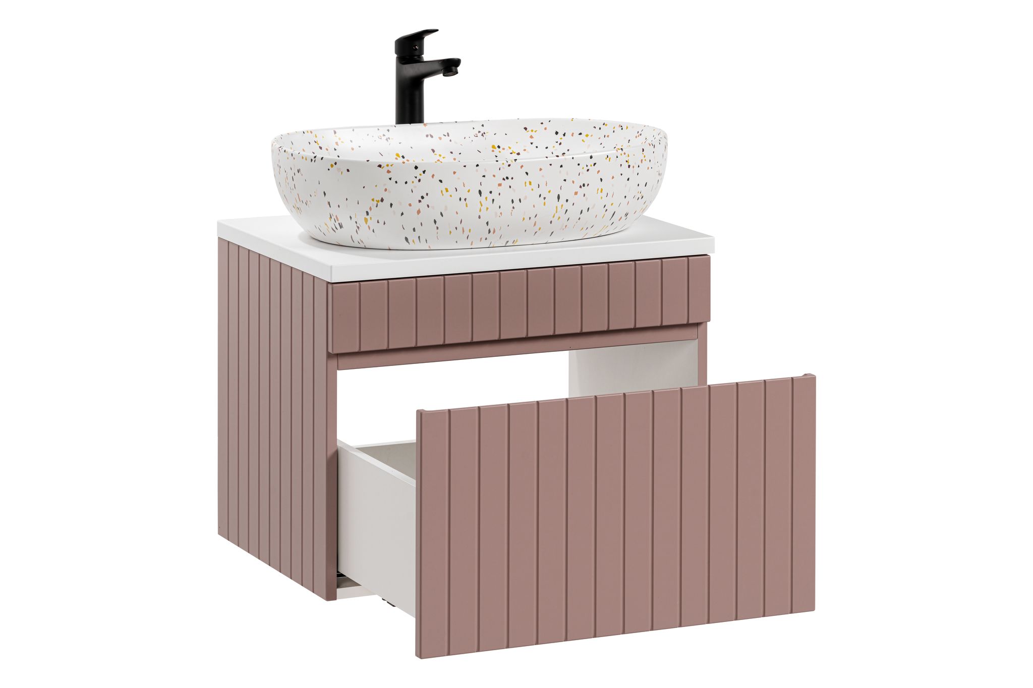 Szafka łazienkowa z umywalką blatem 60cm różowa Kod producenta szafka 60 ryflowana róż +blat +umywalka