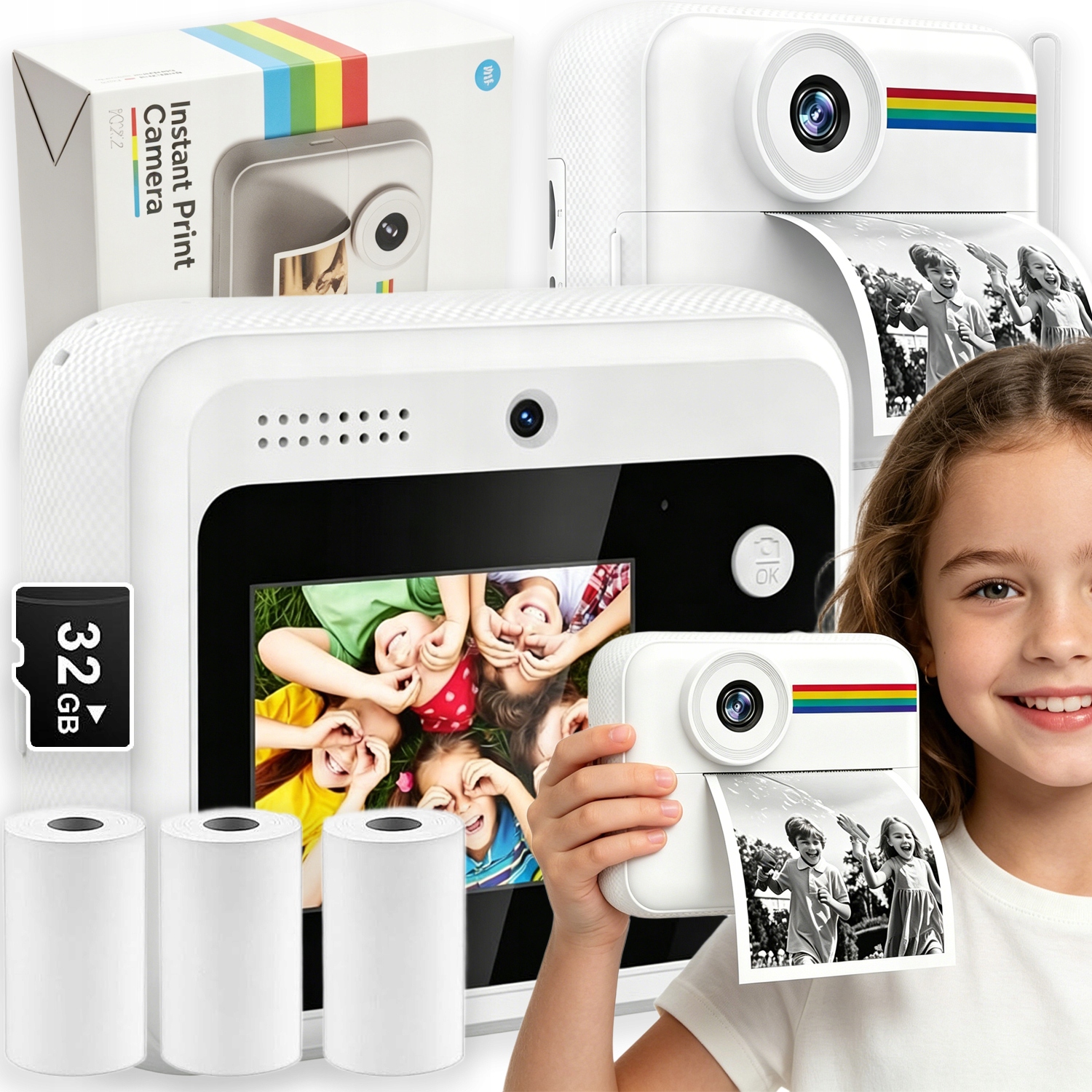Instantní Digitální Fotoaparát Pro Děti S Tiskárnou 32GB Karta 3 Role