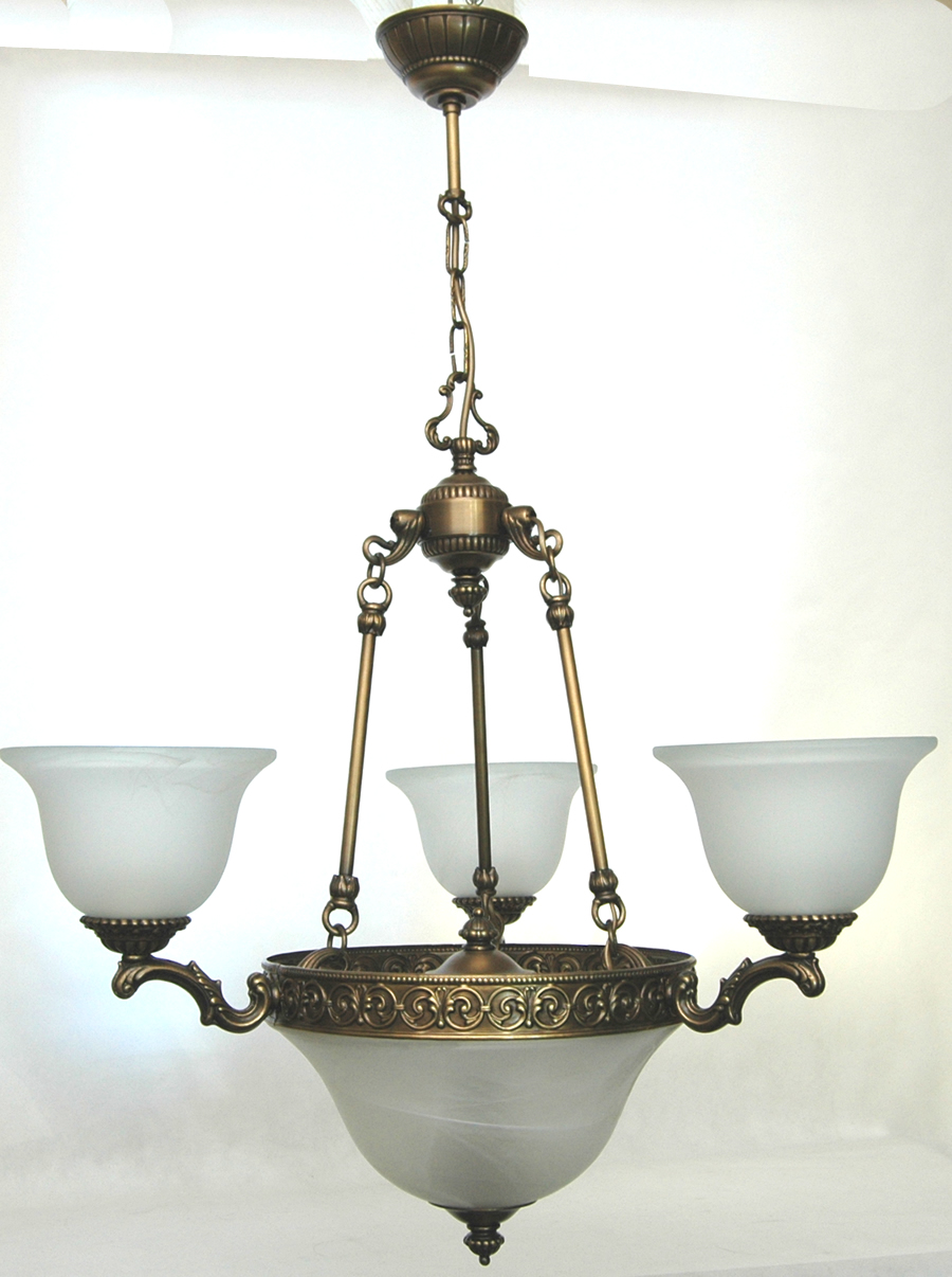 Mosadzný luster, závesná mosadzná lampa