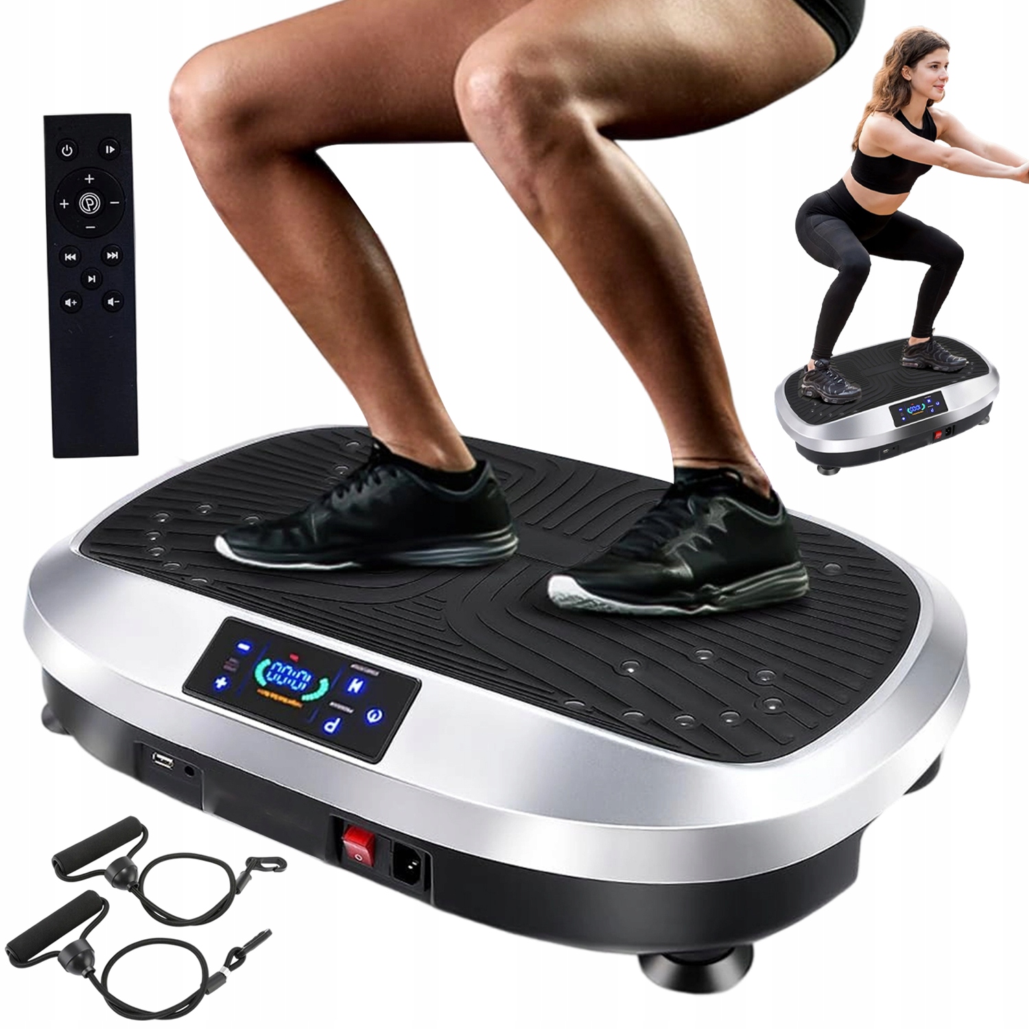 Vibrační Plošina Pro Cvičení Celého Těla S Ledem A 2 Odporovými Gumami