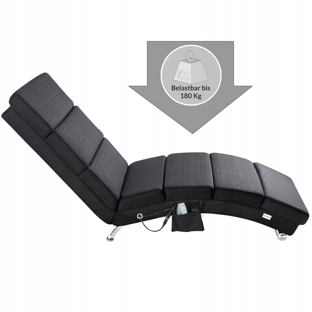 LEŻANKA FOTEL antracytowa SZEZLĄG Z MASAZEM Szerokość mebla 186 cm