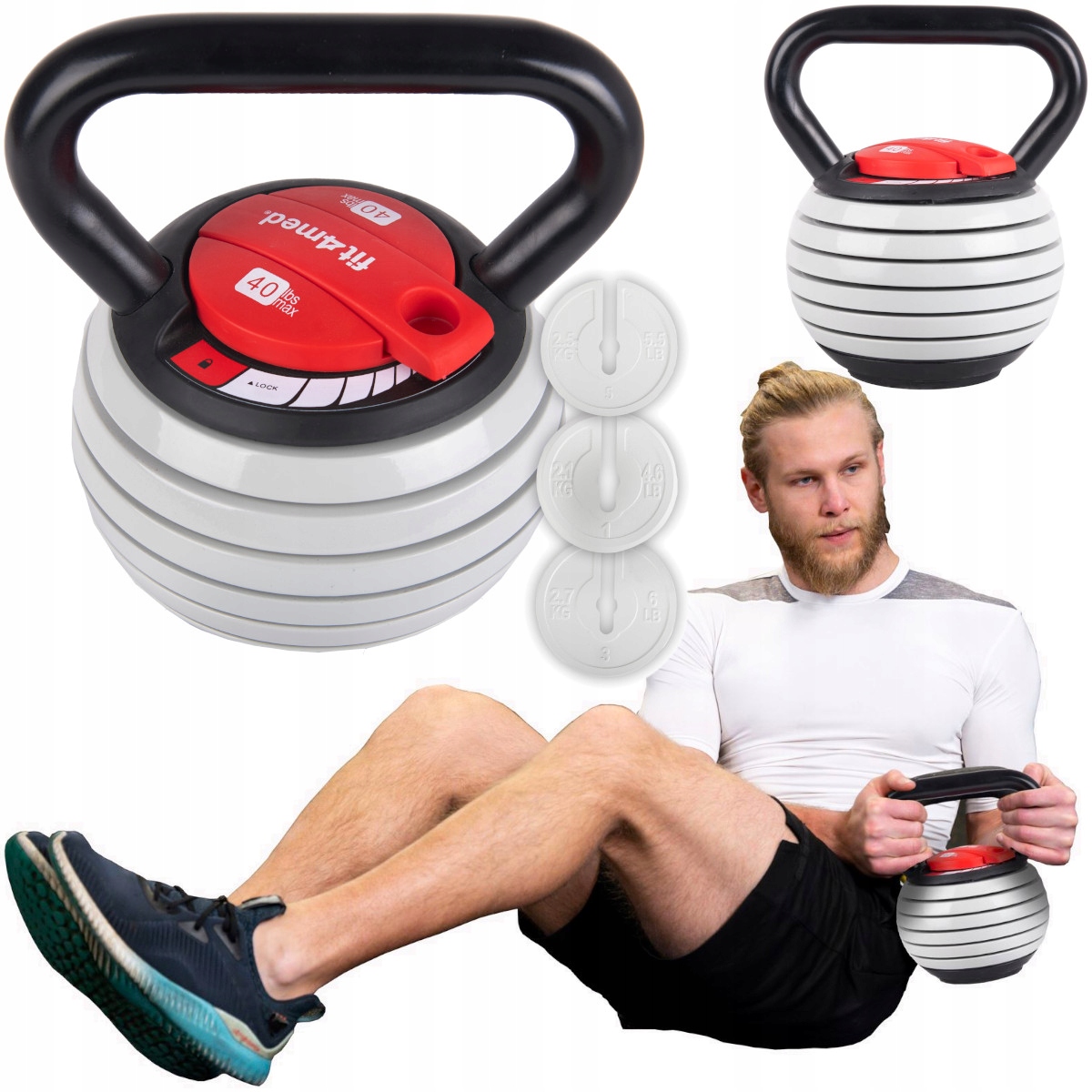 

Kettlebell odważnik hantla kula 3,5-18kg regulacja