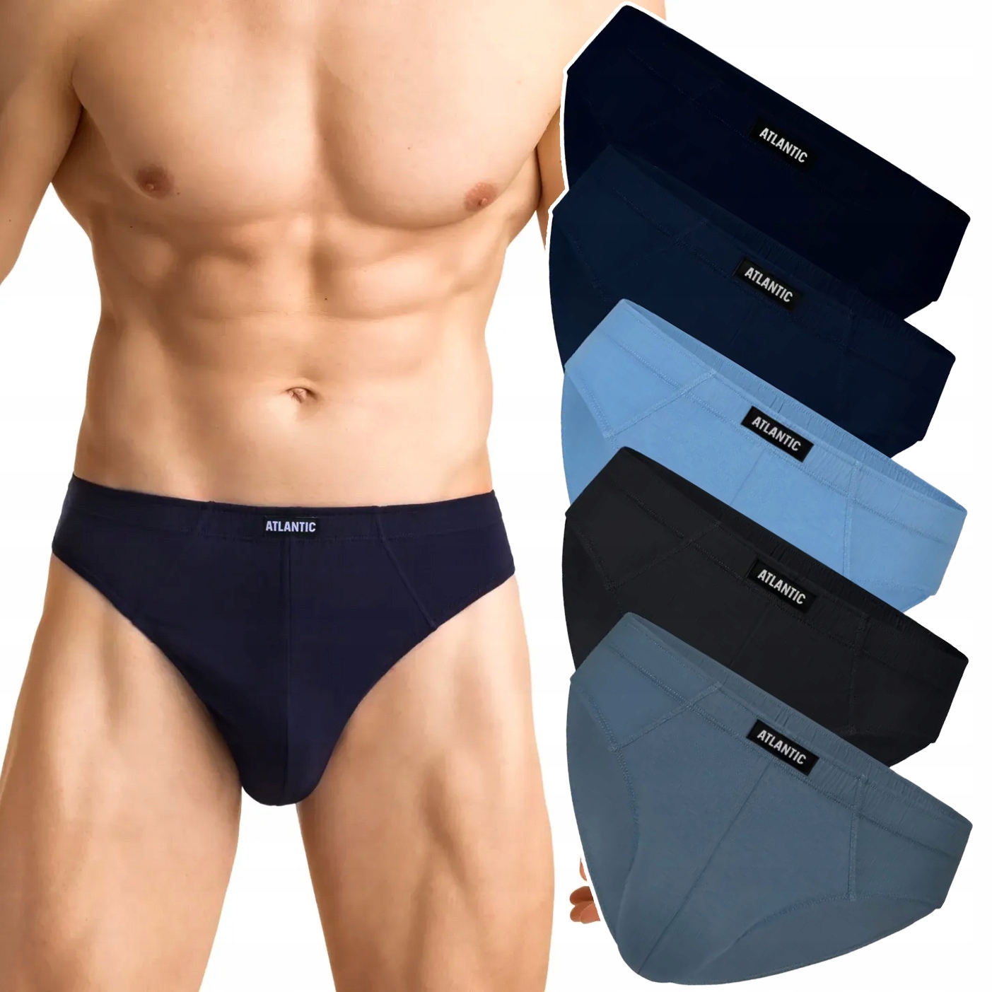 x5 Pánské klasické slipy Atlantic 5SMP-002 Slipy L