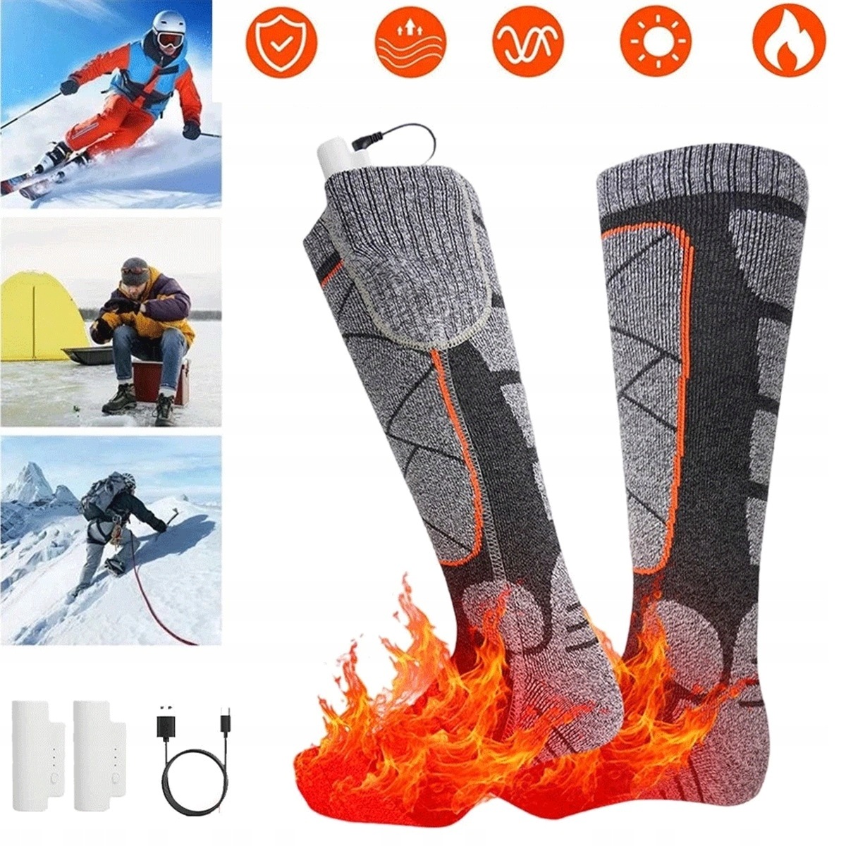 Podgrzewane Skarpety Z Akumulatorem 2200MAH 3 Poziomy Do Spacerów