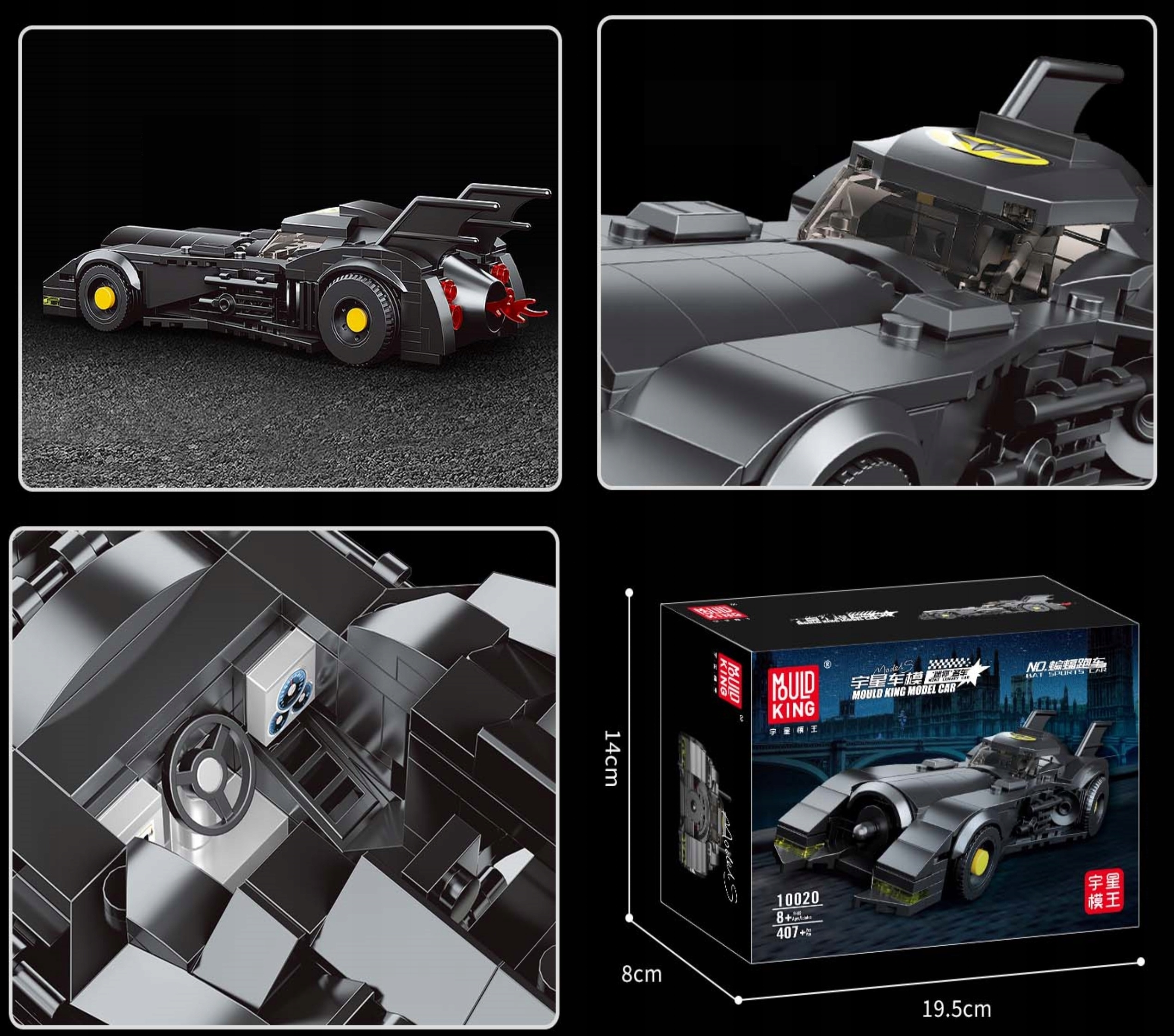 Auto Batmobil Dark Knight - Klocki 10020 MOULD KING 407el. TECHNIC Rodzaj zestaw