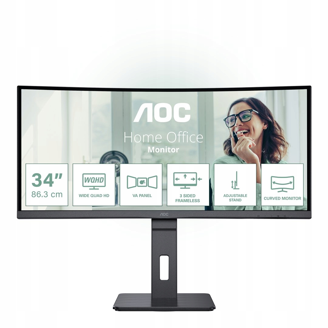 Aoc Monitor CU34P3CV 34 cale 100Hz Curved Va Hdmi Dp Usb-c