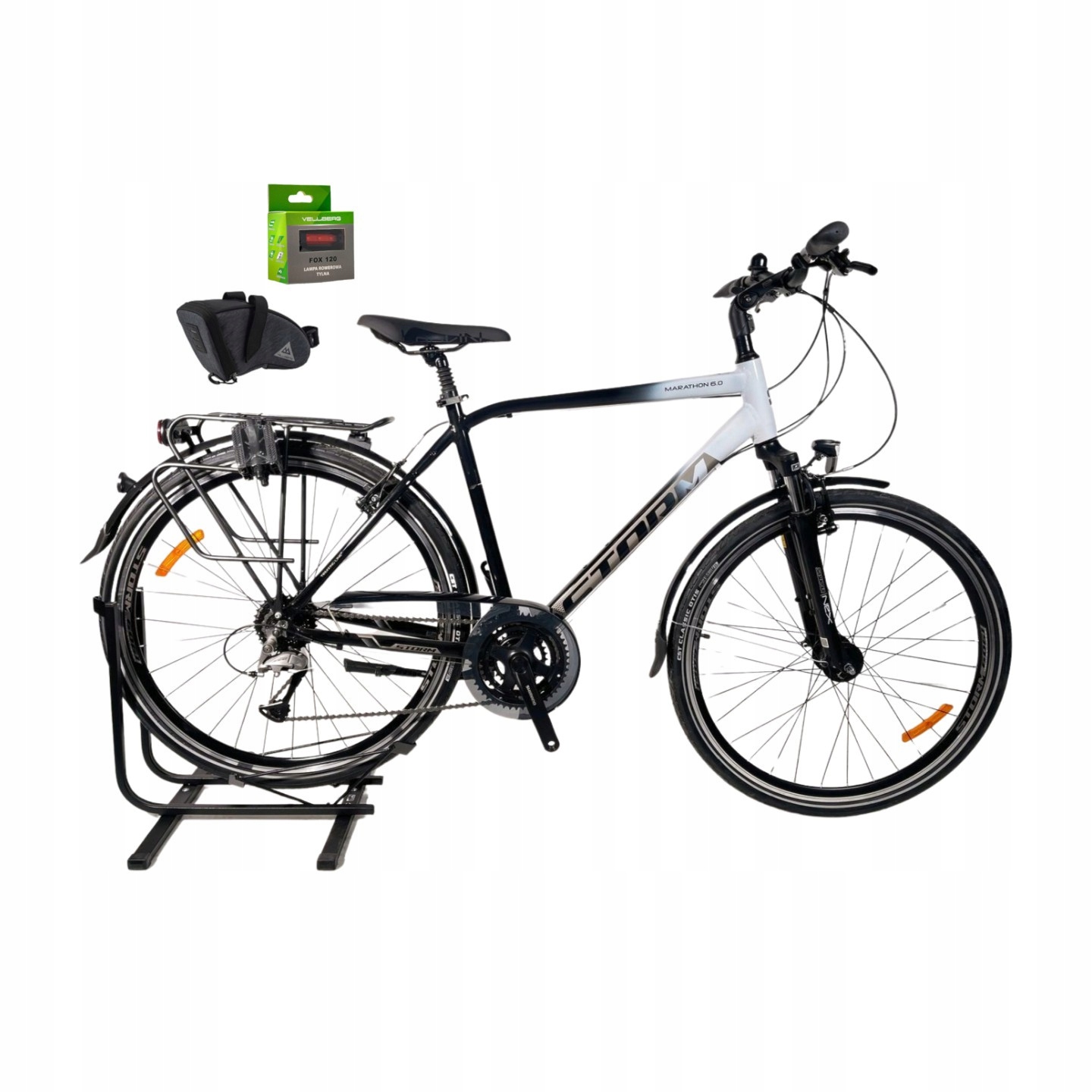 Rower 28 Storm Marathon 6.0 Alu M Alivio 3X8 V-brake 21 Biało-czarny Grat