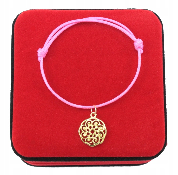 

Bransoletka Różowa Złoty Ażurowy Kwiat