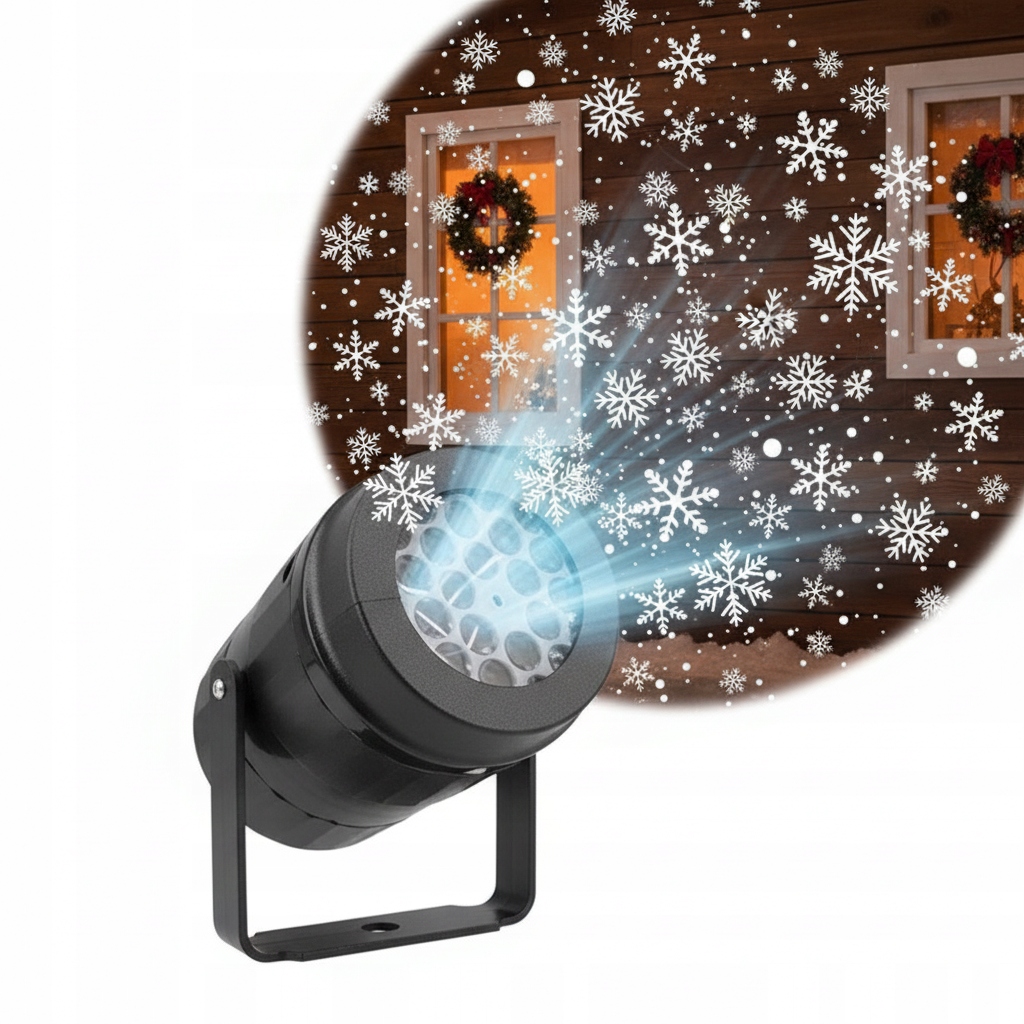 Projektor Vánoční Projektor Sněhové Vločky Padá Sníh Led Voděodolný
