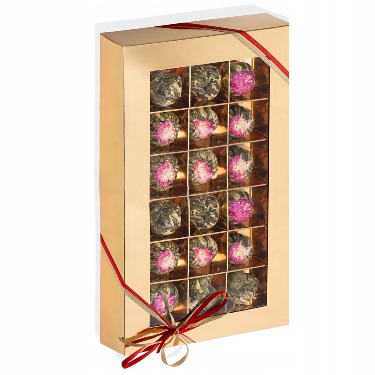 Levně Sada na Dárek čaj Kvetoucí 18 ks květ lichi Bonboniéra kulička čajová