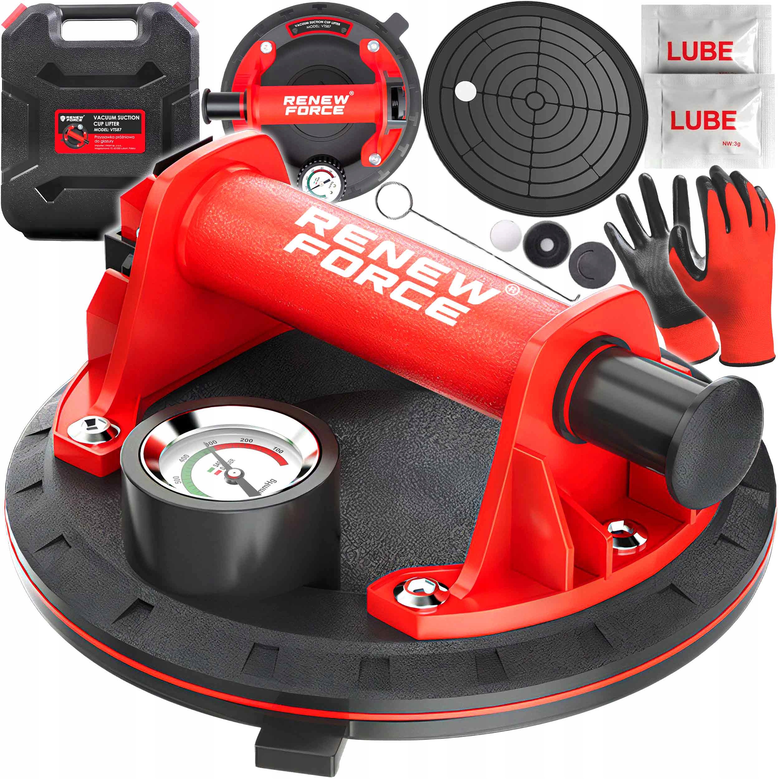 Przyssawka Do Płytek Próżniowa Z Pompką Manometr Uchwyt Do Szyb Glazury Pro