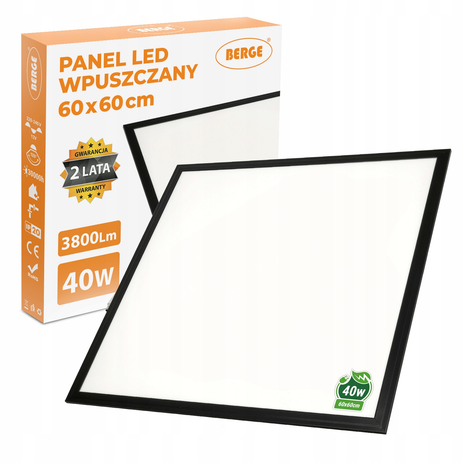 

Panel Led kaseton 60x60 40W czarny 3900lm CCD