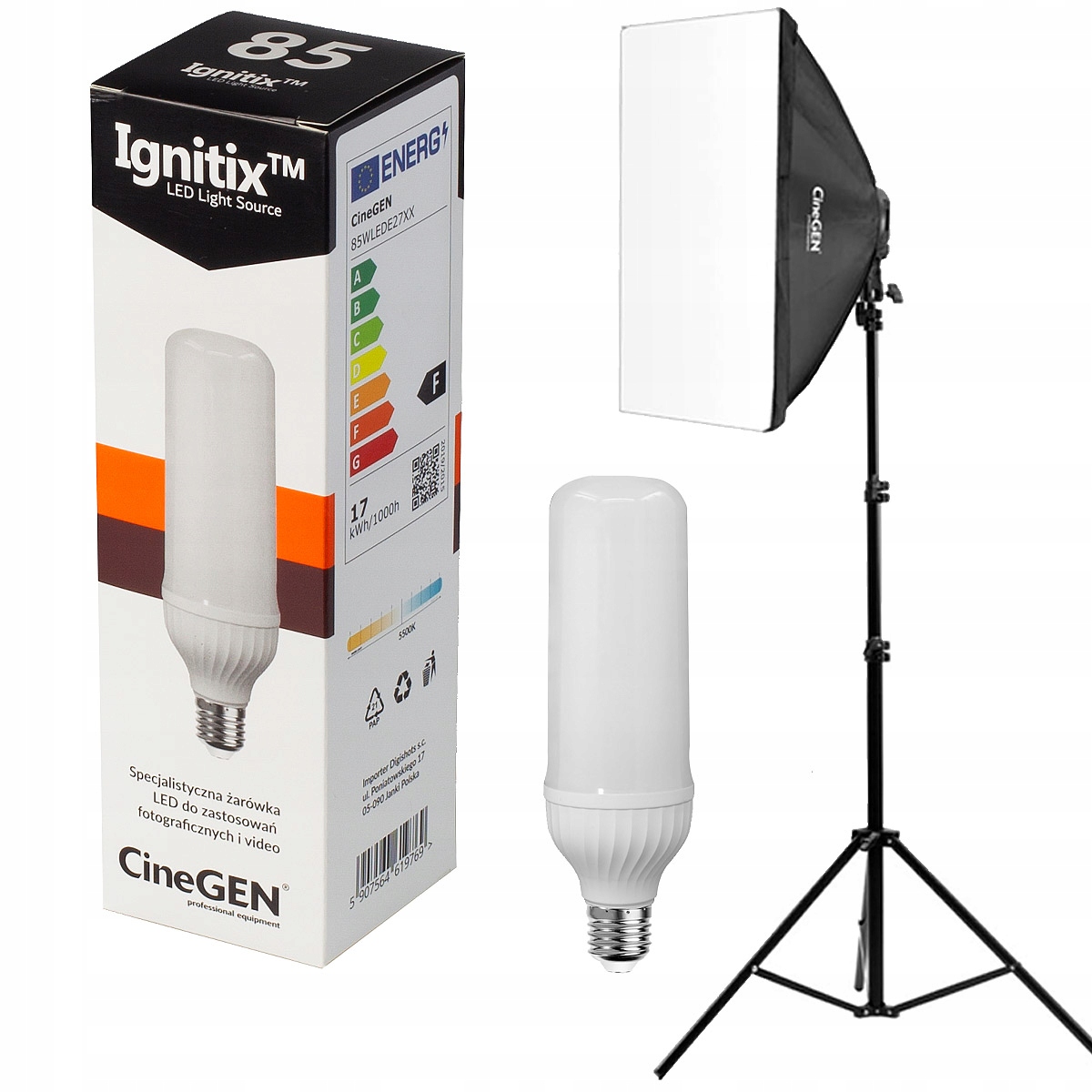 Lampa studyjna softbox CineGEN SINGLE-44682 40x40cm 65W