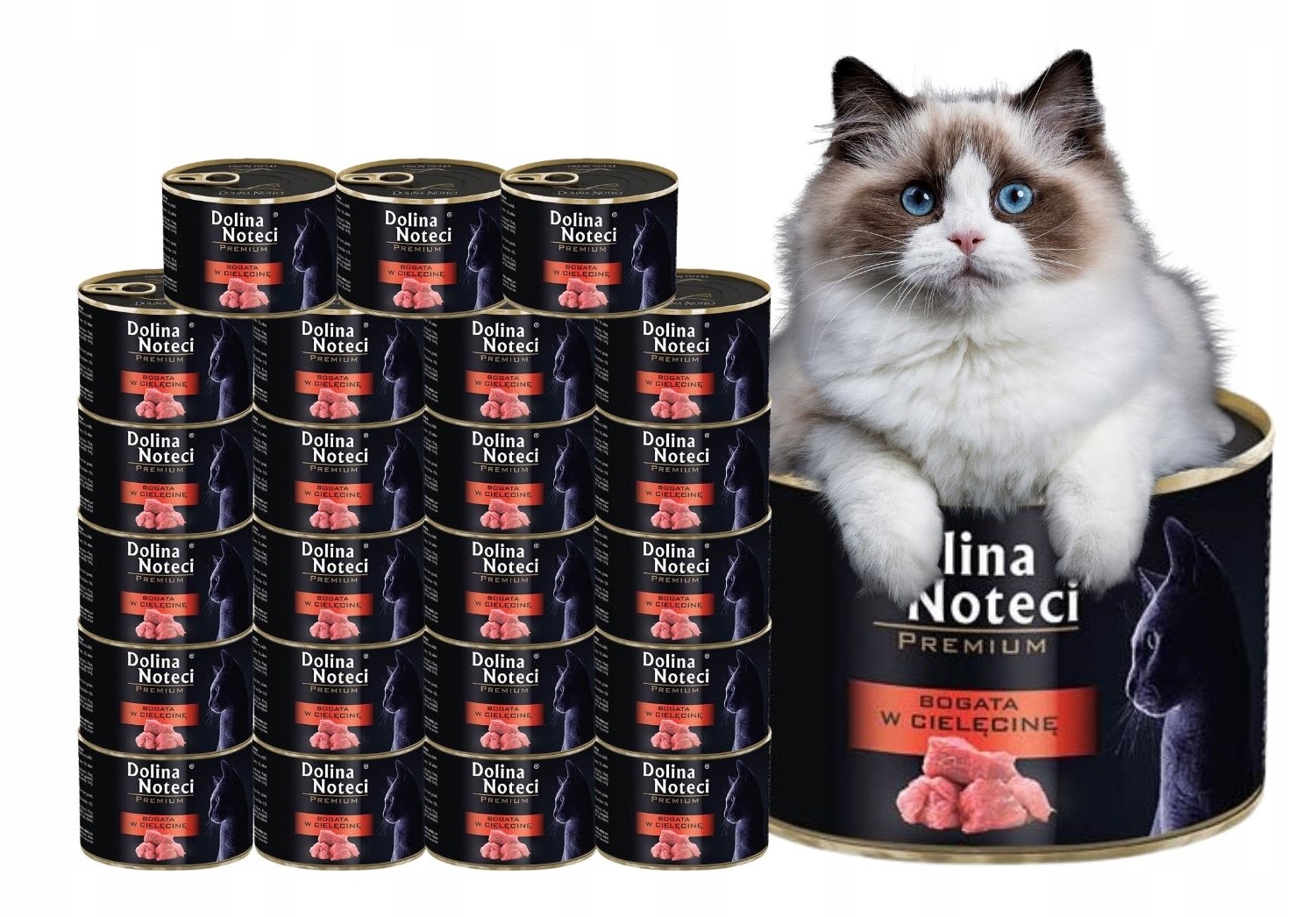Levně Dolina Noteci Premium mokré krmivo pro kočky bohaté na telecí maso 24x185 g