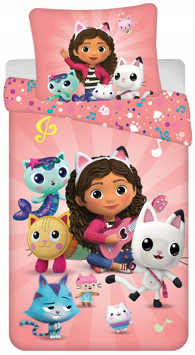 POŚCIEL 140x200 GABBY'S DOLLHOUSE KOCI DOMEK GABI 05