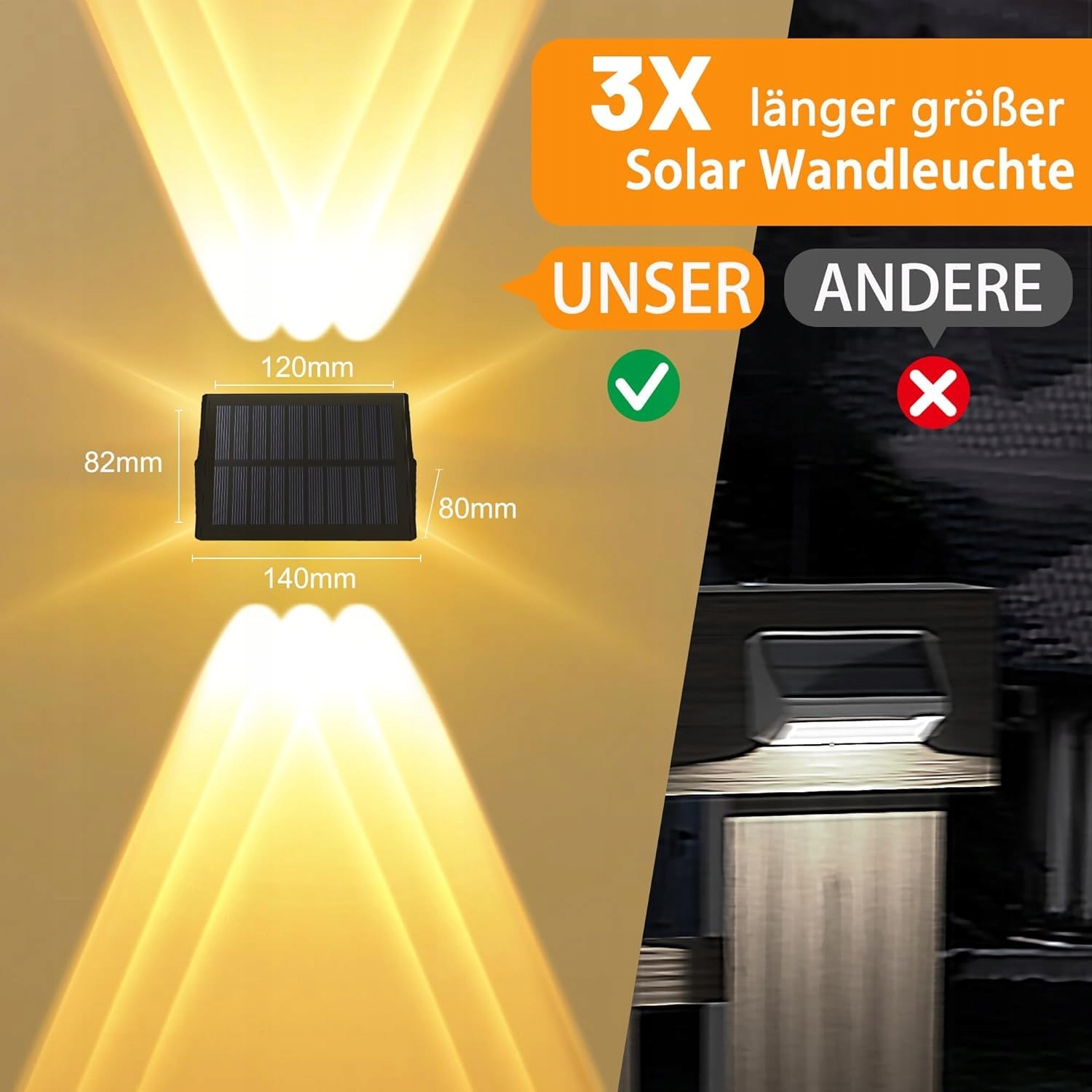 Lampy Solarne Na Zewnątrz Do Ogrodu Tarasu Ciepłe 6 LED IP67 DELAIGLOW — miniatura 5