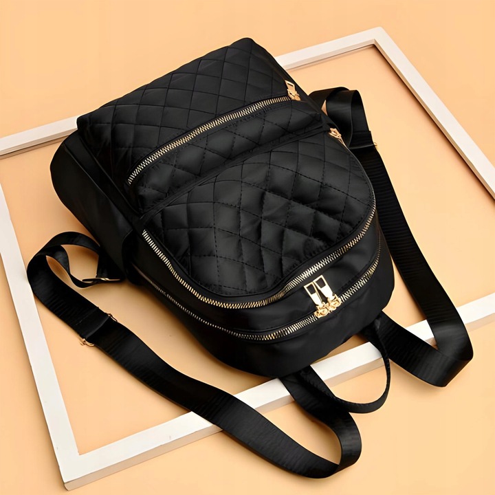 PLECAK DAMSKI MIEJSKI CZARNY PIKOWANY WODOODPORNY STYLOWY EKO SKÓRA TORBA Materiał dominujący syntetyk