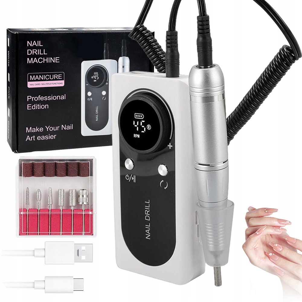 Elektrická Bruska Na Nehty Manikúra Pedikúra Sada S LCD Displejem
