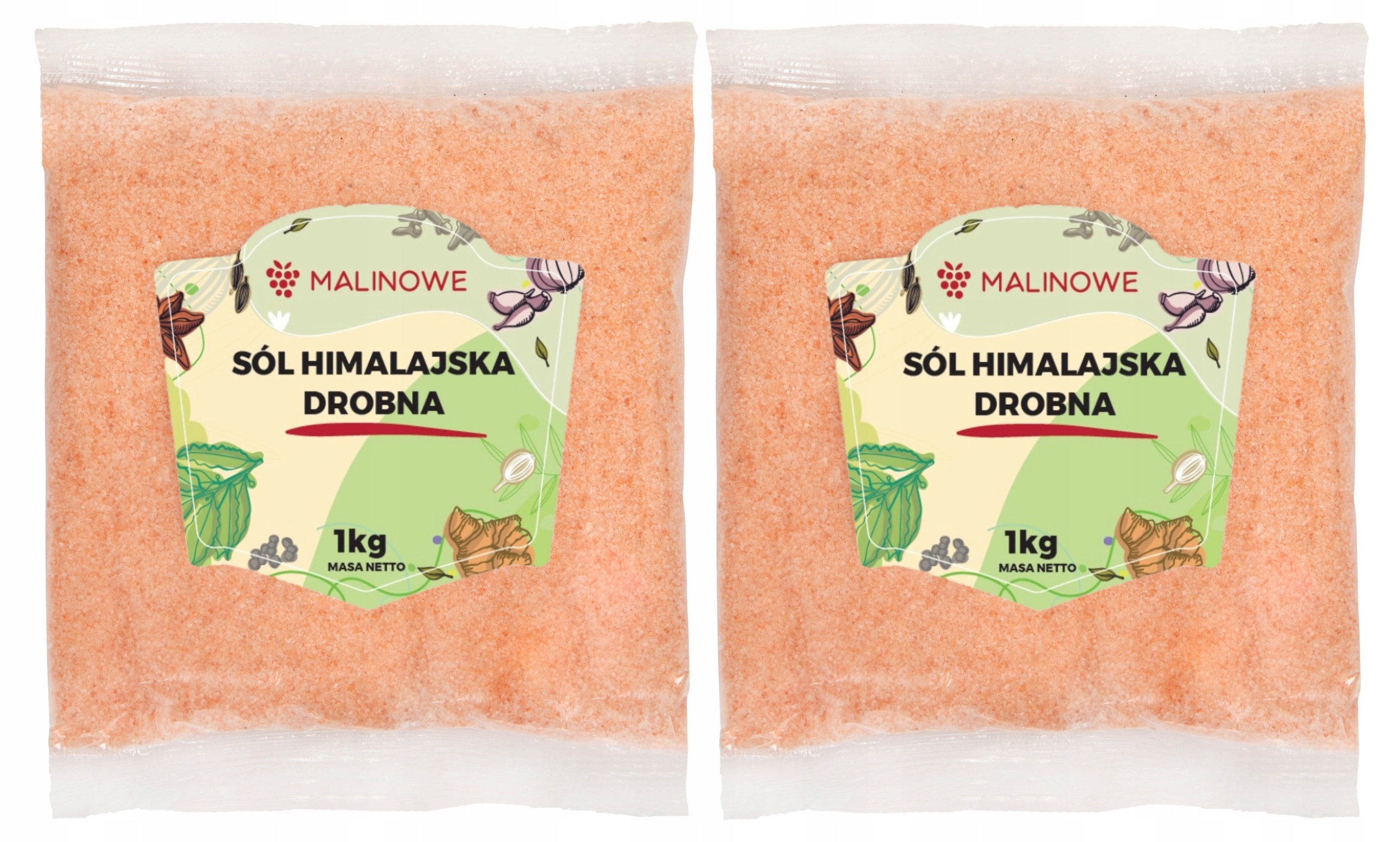 ZESTAW SÓL HIMALAJSKA DROBNA 2x1kg RÓŻOWA DROBNOZIARNISTA NATURALNA PREMIUM
