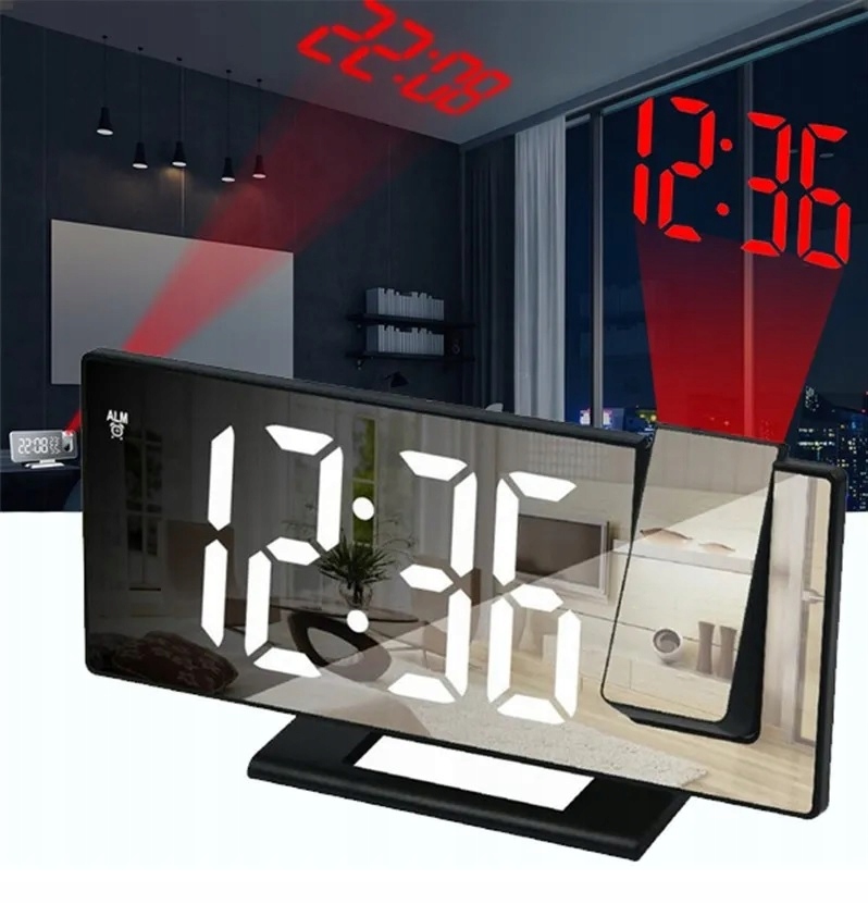 ZEGAR ZEGAREK CYFROWY ELEKTRONICZNY PROJEKTOR LED C Typ budzik