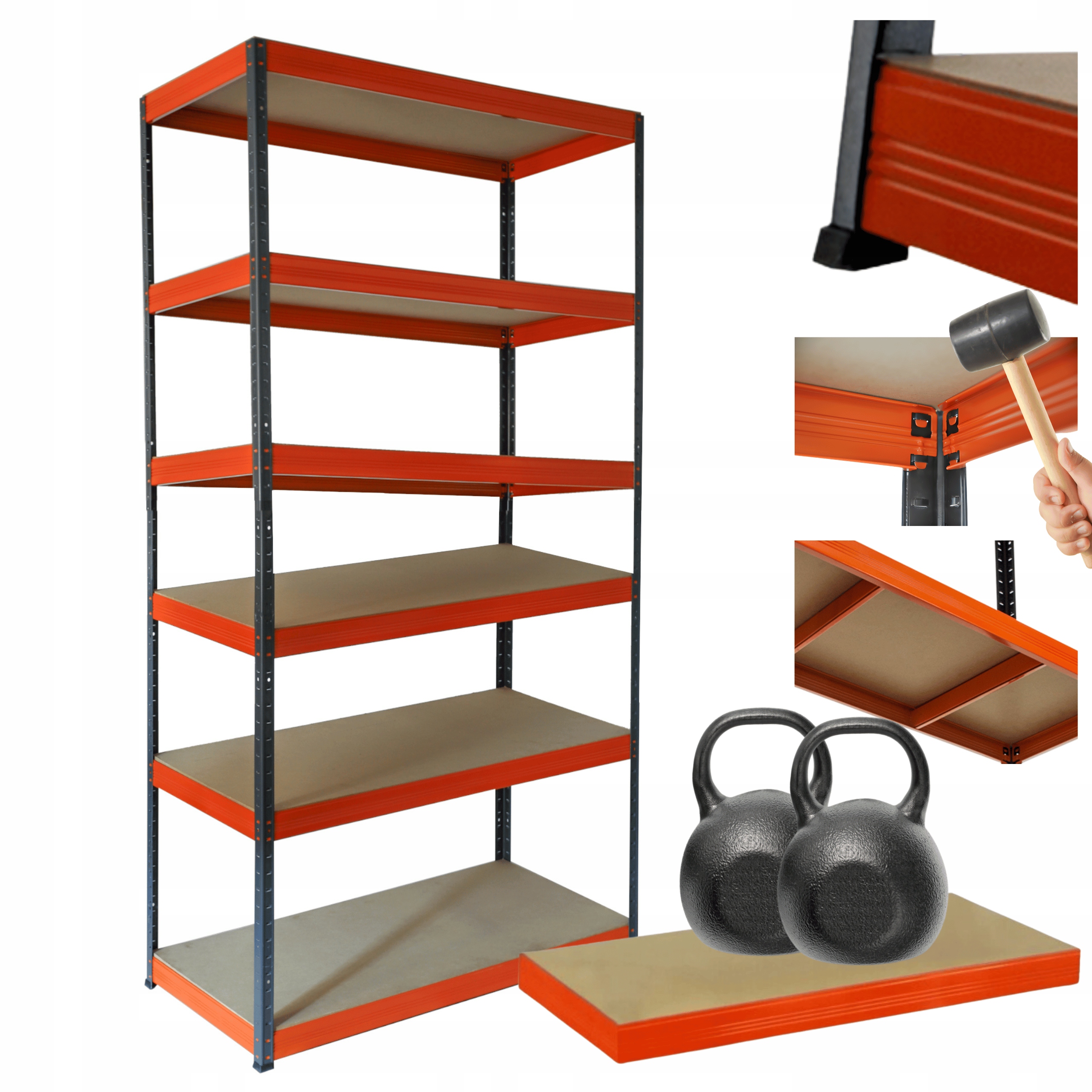 Kovový skladový regál Helios 213x110x50 cm 6Px275 kg Pevný