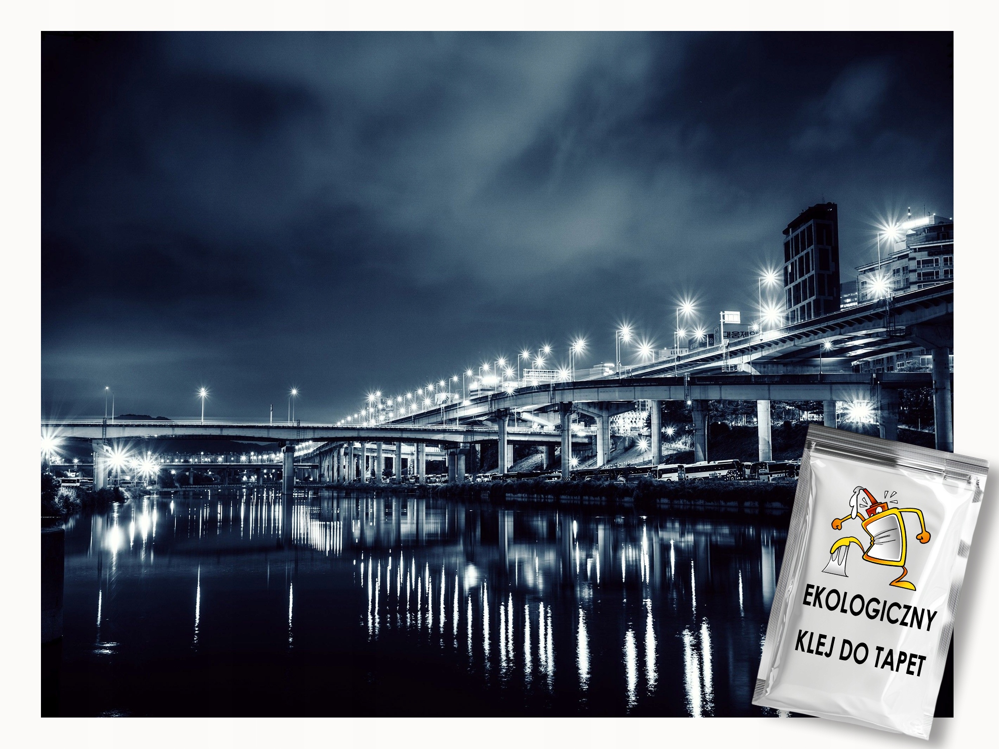 Fototapeta Flizelina Město v noci Most Řeka Budovy 350x250 lepidlo