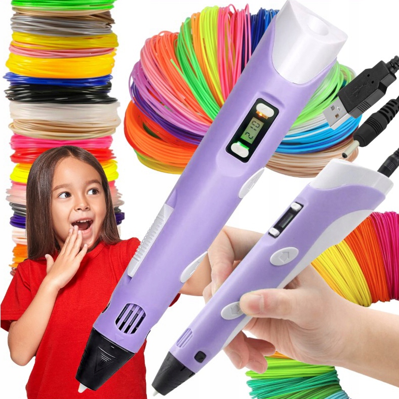 Drukarka Długopis 3D Dla Dzieci Pen Zestaw Wkłady Filament Pla 110 Metrów