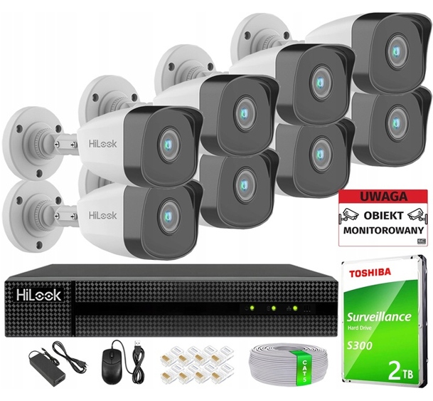 Sada pro monitorování 8 kamer IPCAM-B5 HiLook od společnosti Hikvision 2TB Příslušenství