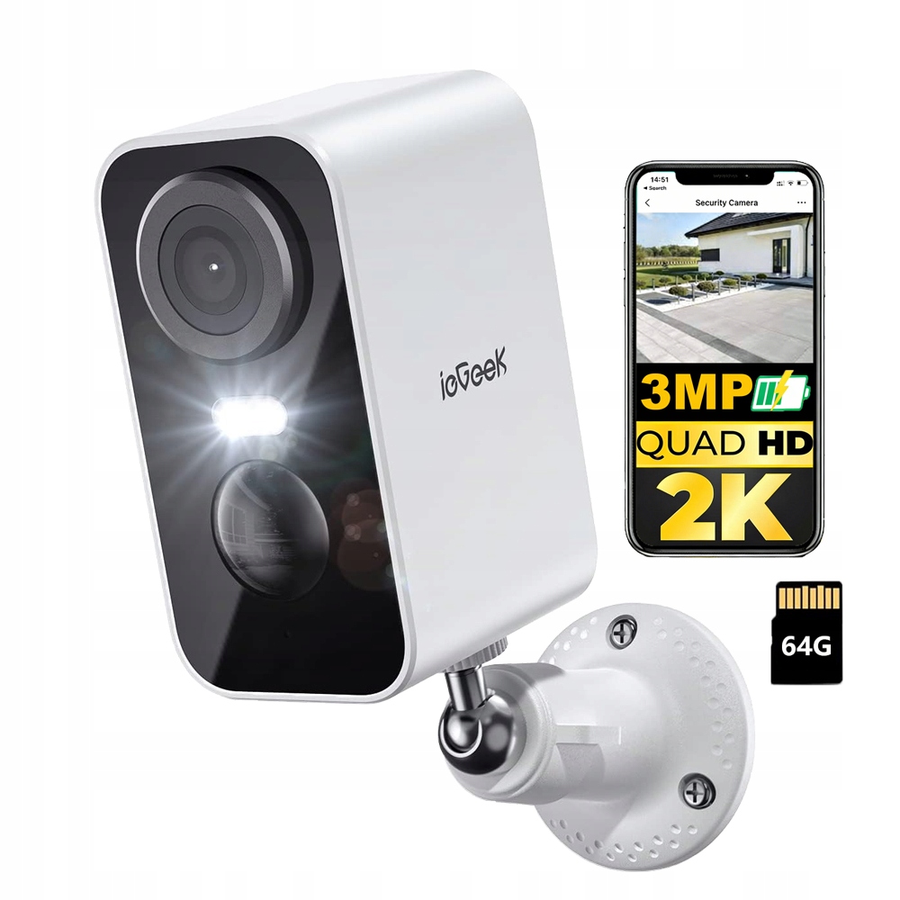 Wifi Bezdrátová Monitorovací Kamera 3 Mpx Na Baterie Obousměrné Audio 64 Gb