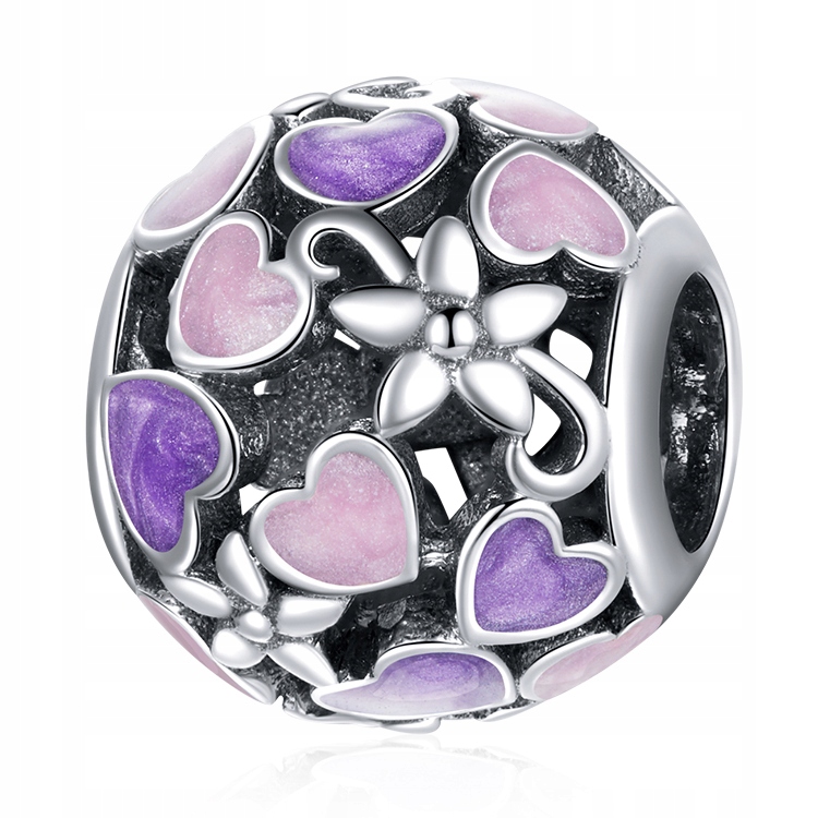 

Charms Fioletowe Serduszka do Pandora S925