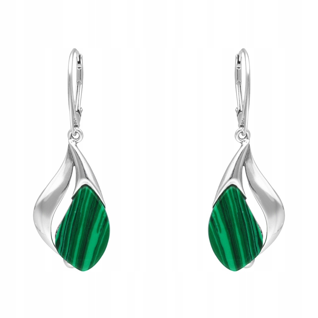 Stříbrné náušnice s malachitem – elegantní šperk, stříbro 925 dárek