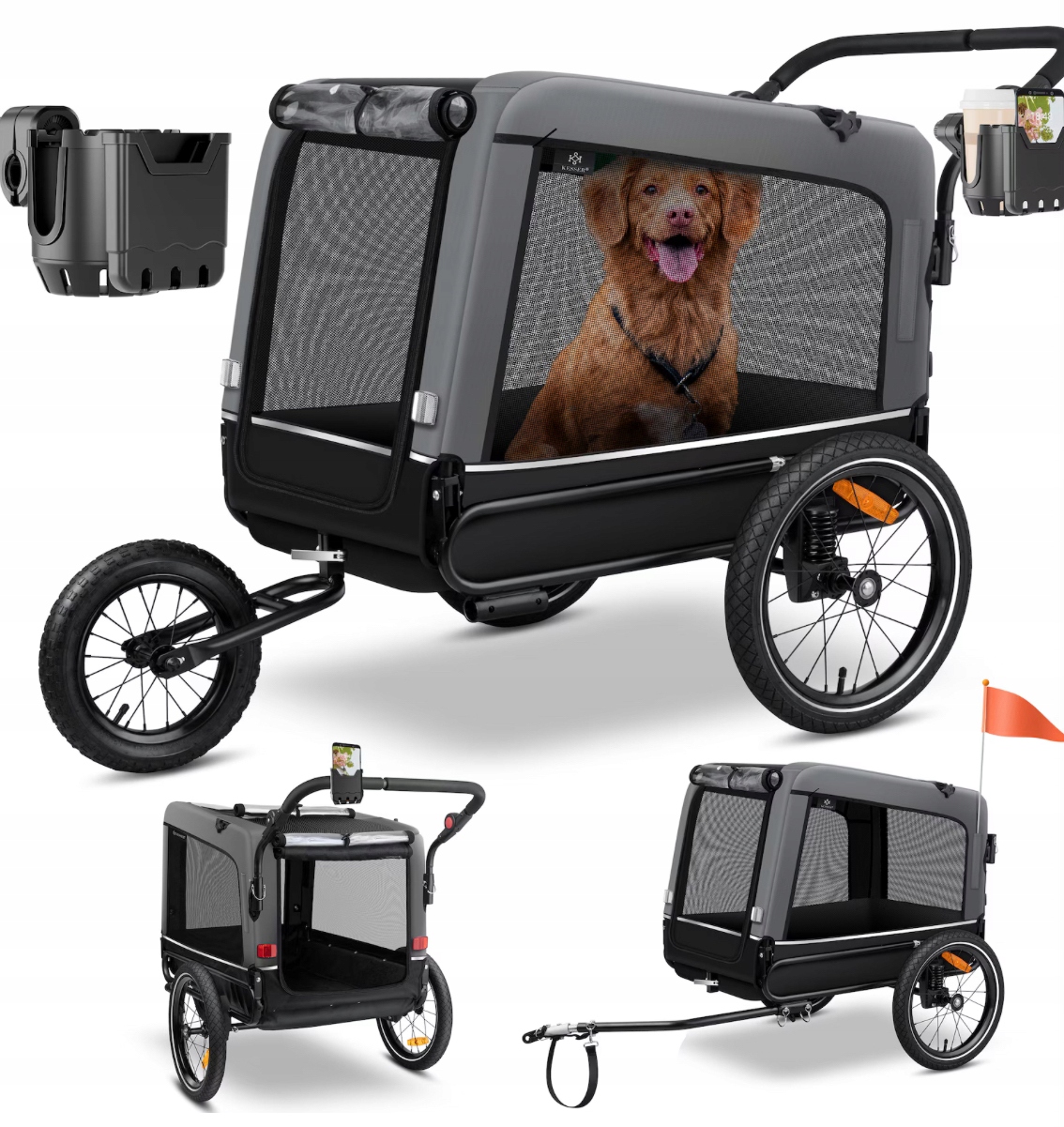 Přívěs na kolo pro psa Kesser, maximální hmotnost psa 40 kg