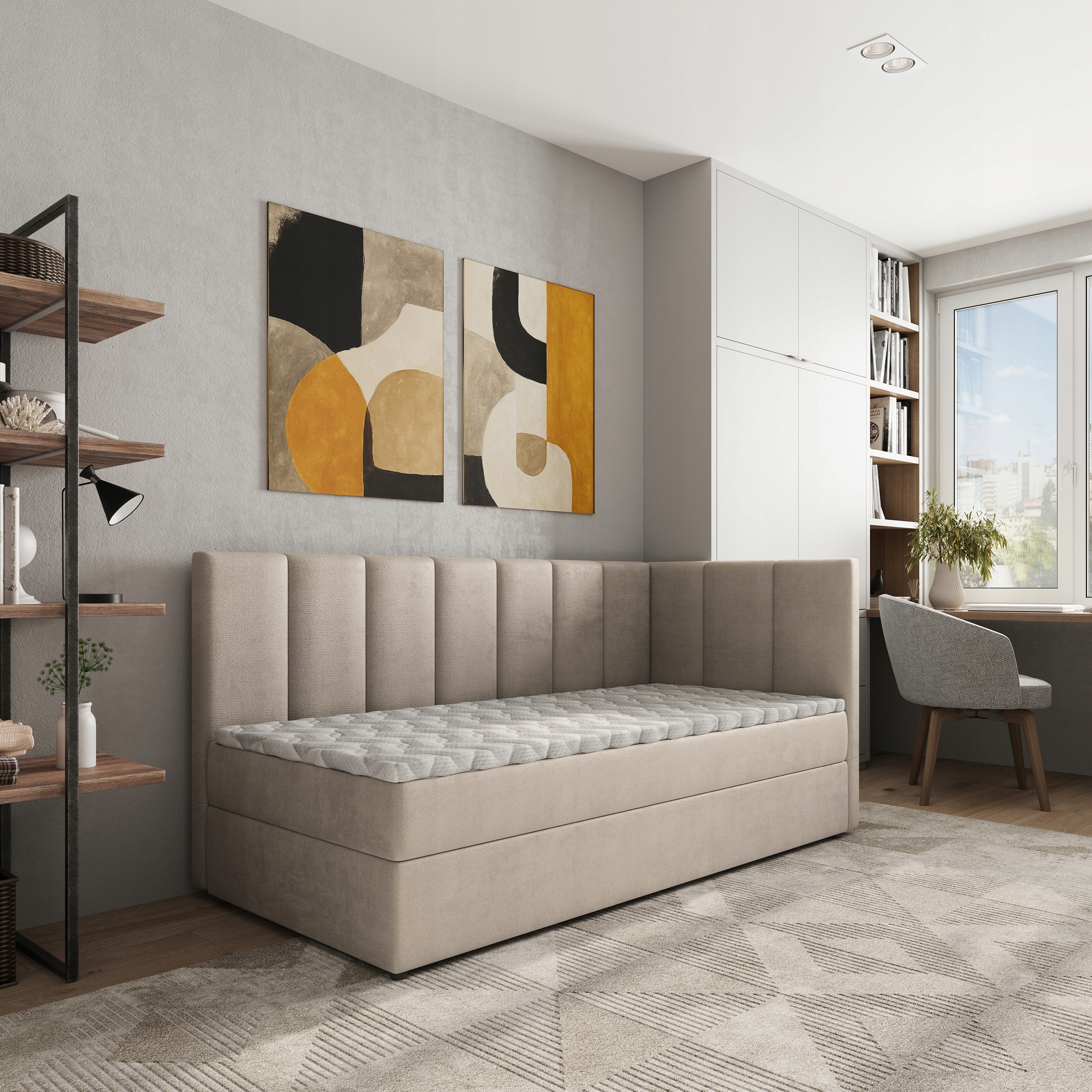Jednolůžko Beve 80x200 cm s matrací Jednolůžkové Pro Mládež Béžové