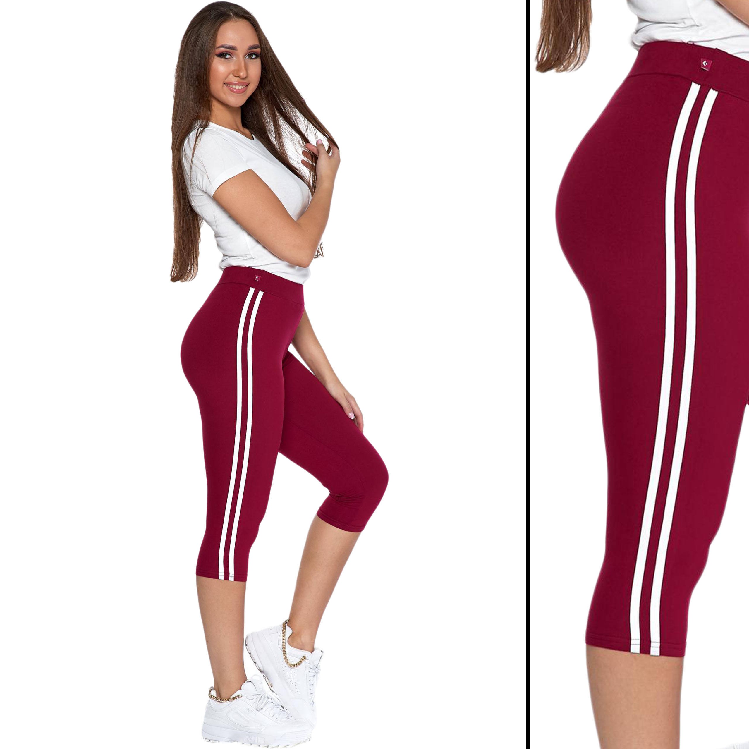 

Legginsy Moraj 3/4 z Lampasem 1100-016 Bordo S/m