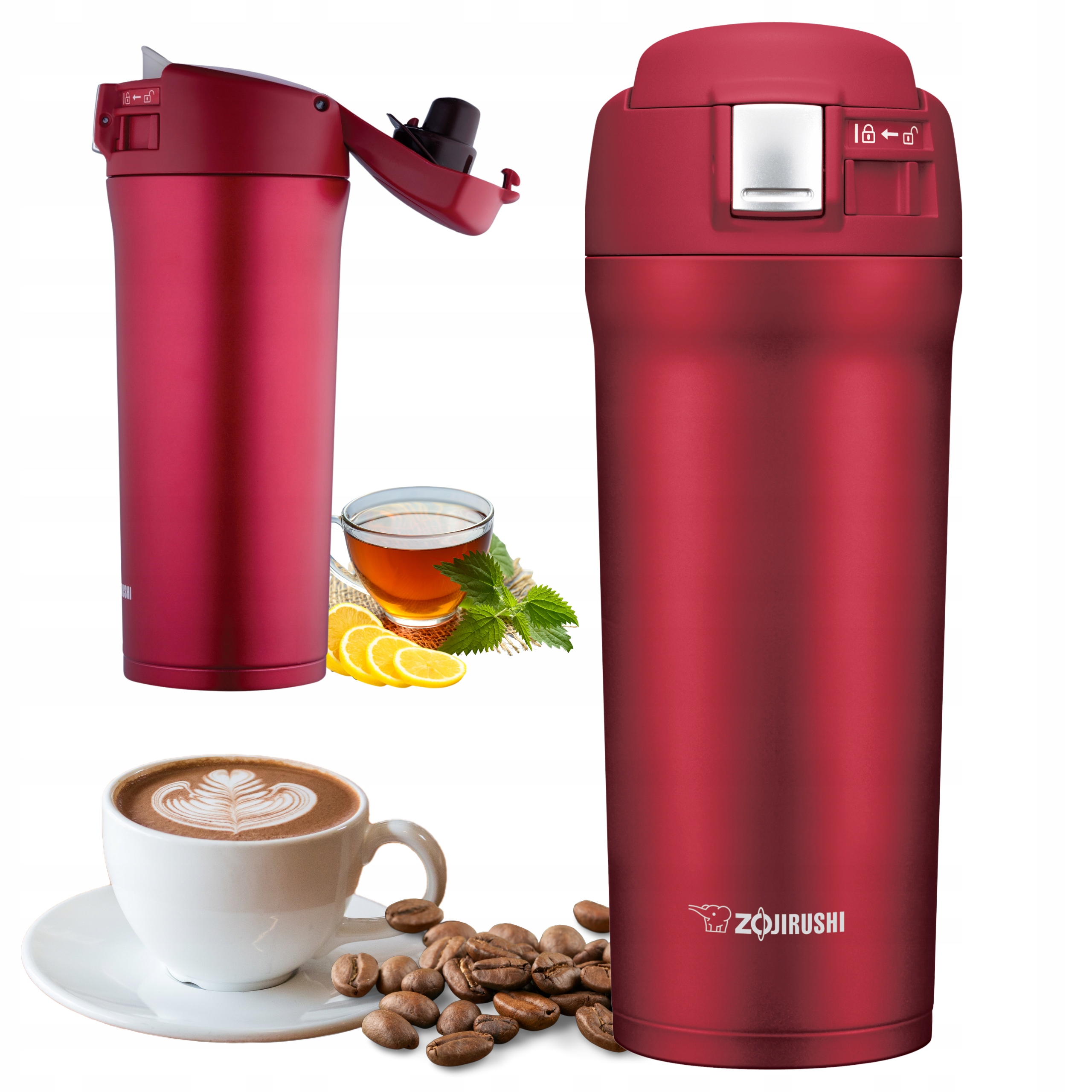 Termohrnek Zojirushi Termoska na kávu do auta Červená Sm-yaf 0,48L