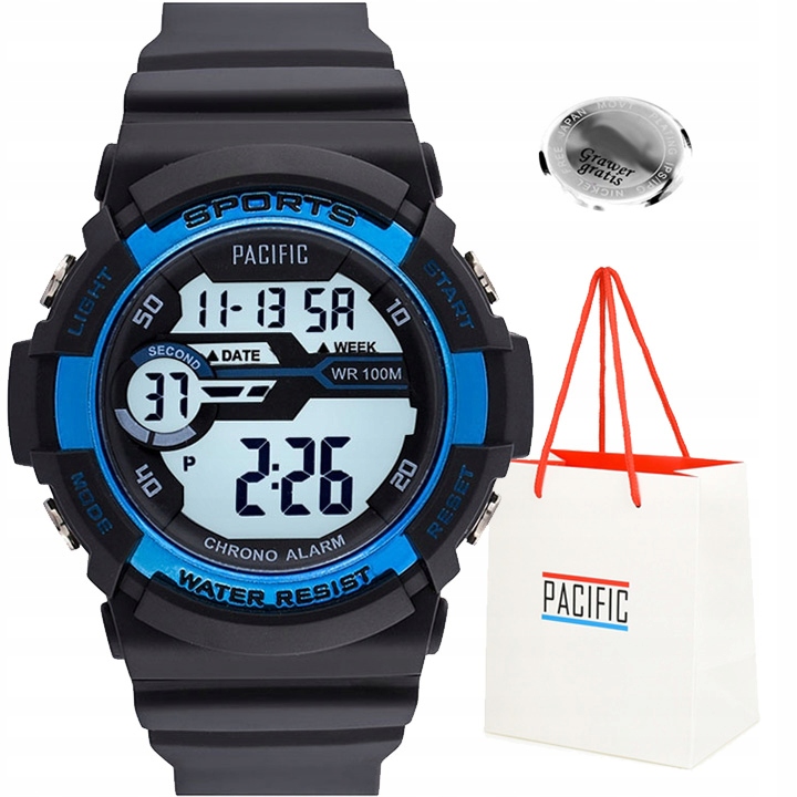 Sportovní hodinky Pacific Hawk- 357G-05 Datumovka Stopky Budík Podsvícení